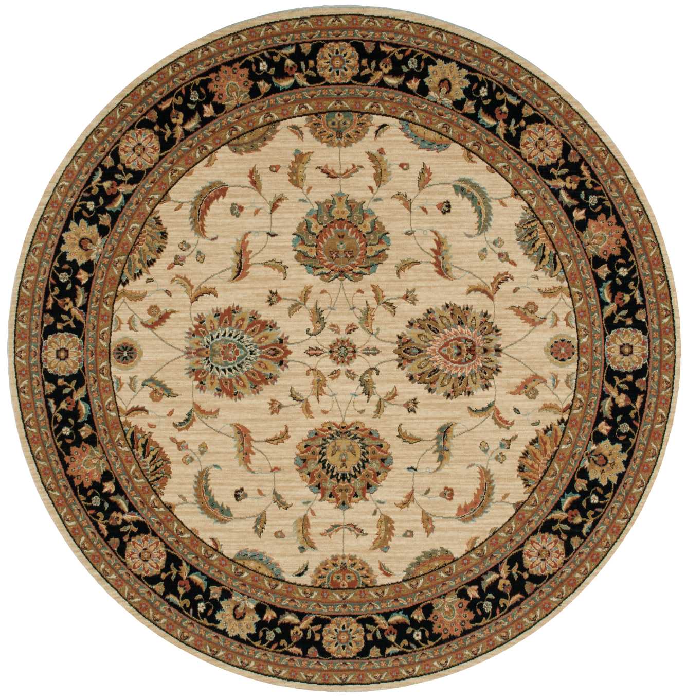 Nourison Living Treasures 7’10” x Round Ivory/Black Traditional Indoor Rug Rug Nourison