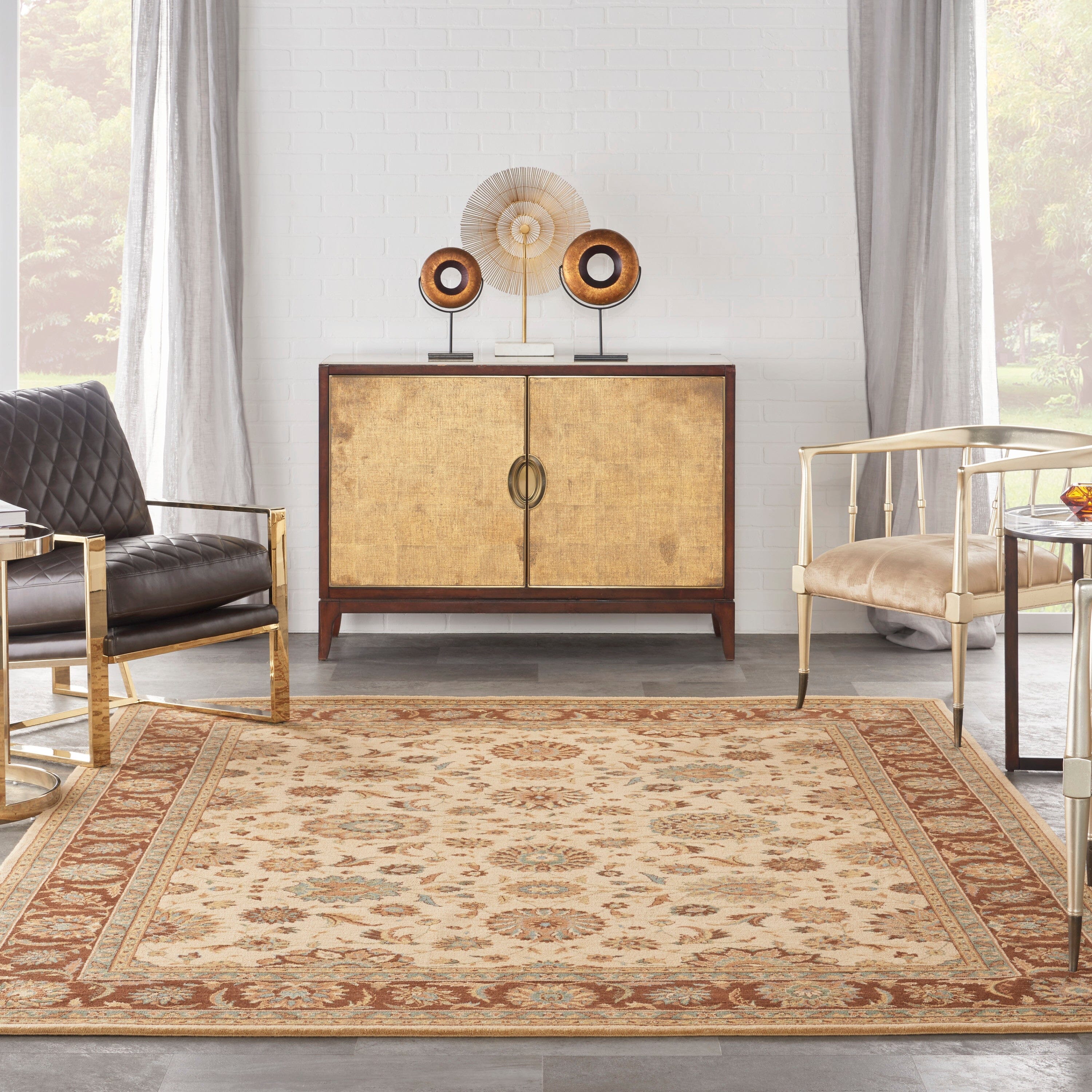 Nourison Living Treasures 7'6" x 9'6" Beige Traditional Indoor Rug Rug Nourison