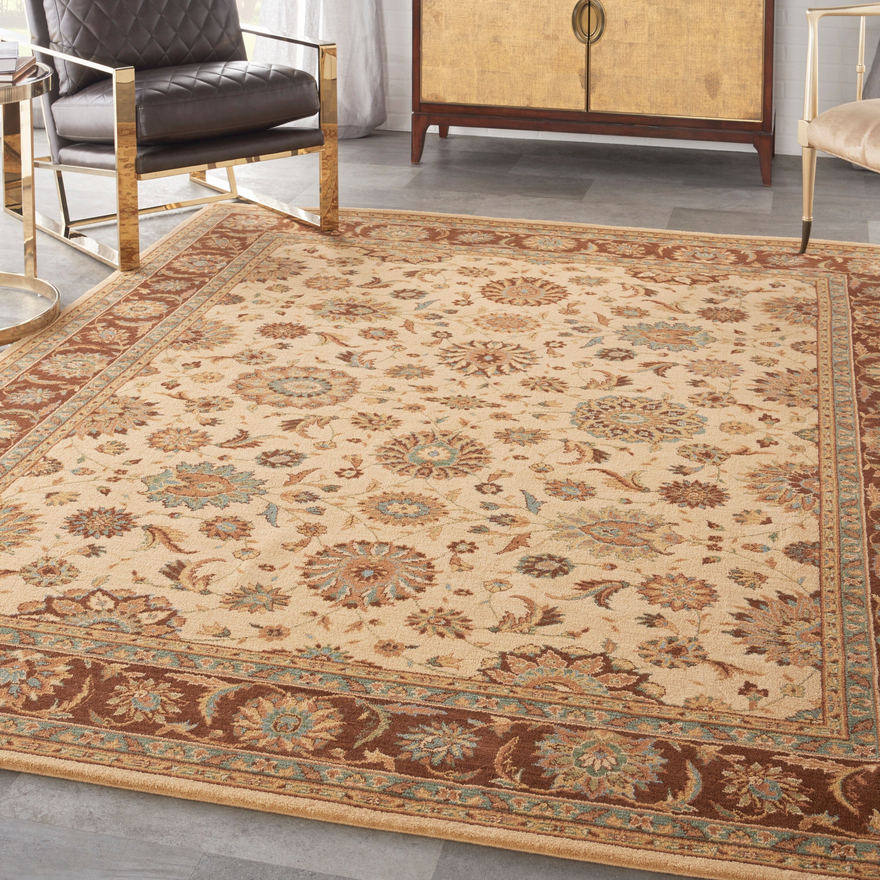 Nourison Living Treasures 7'6" x 9'6" Beige Traditional Indoor Rug Rug Nourison