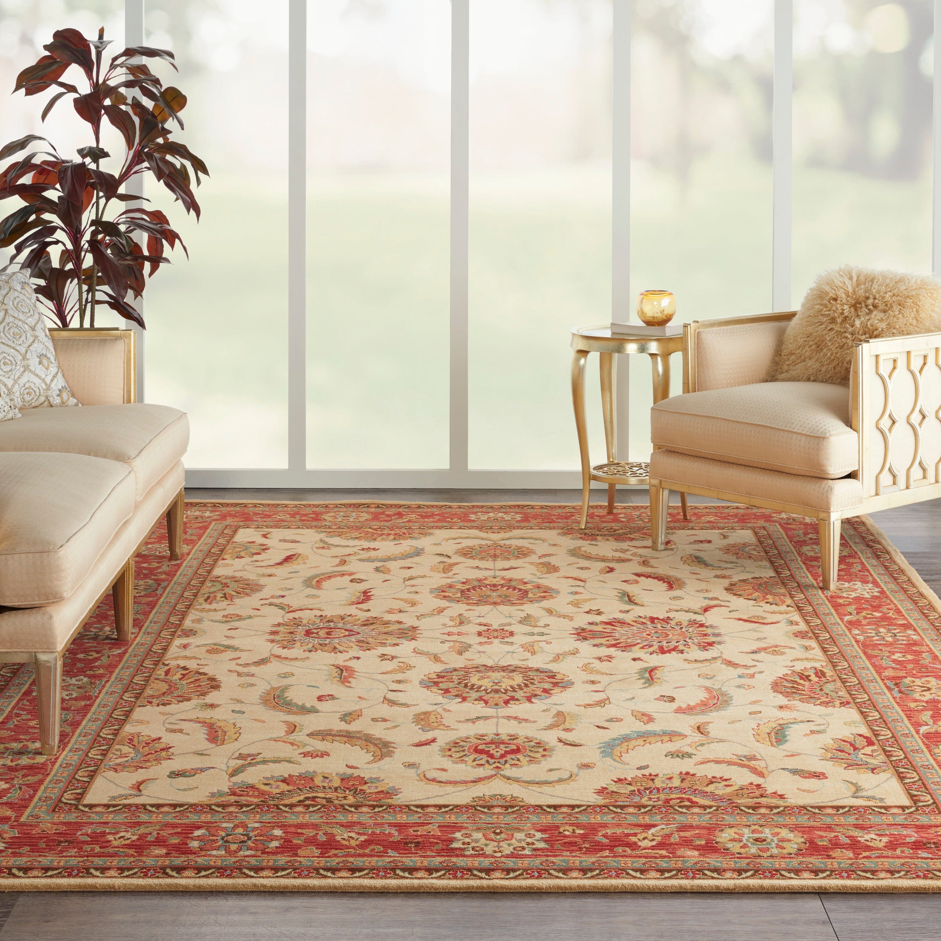 Nourison Living Treasures 8'3" x 11'3" Ivory/Red Traditional Indoor Rug Rug Nourison