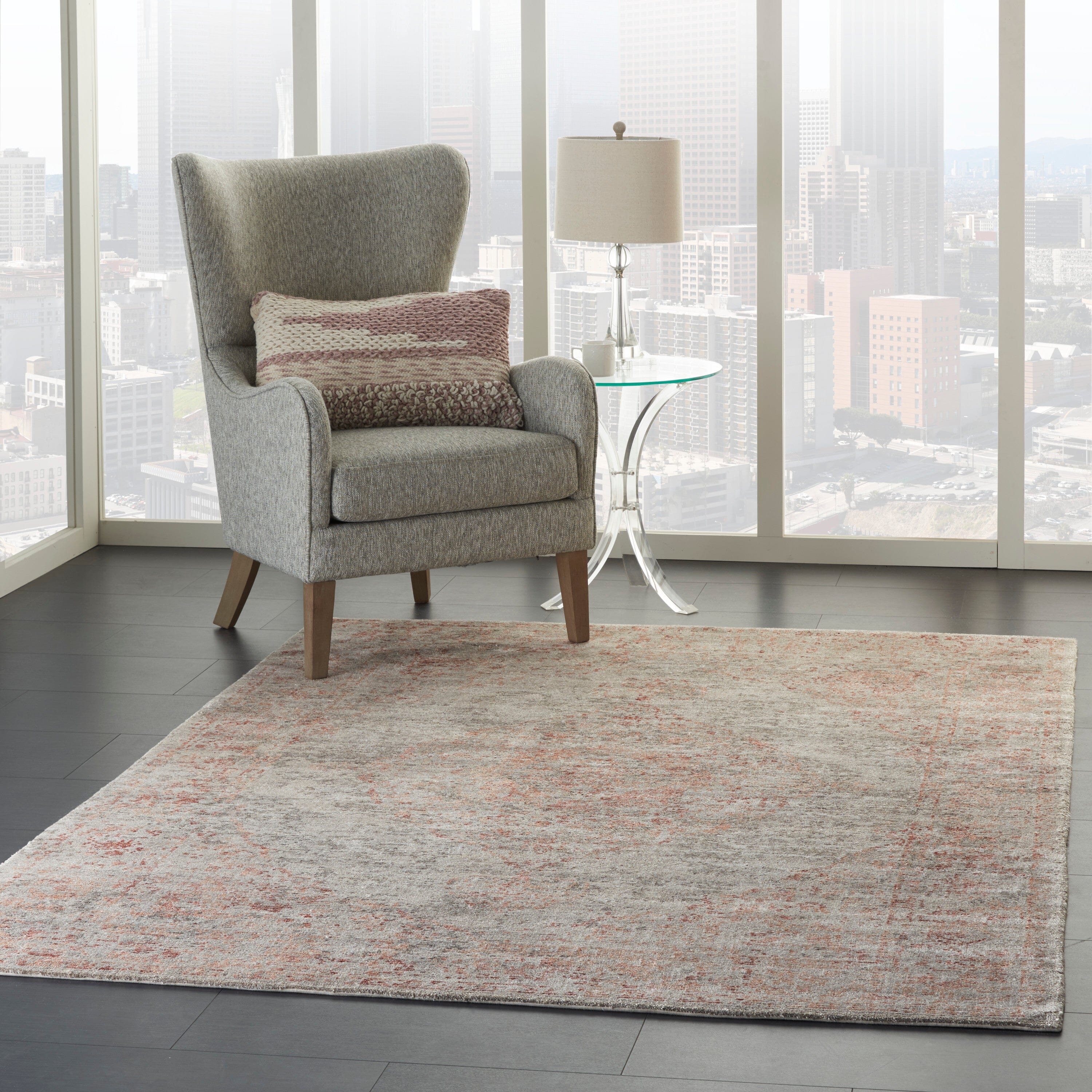 Nourison Lucent 3'9" x 5'9" Silver/Red Vintage Indoor Rug Rug Nourison