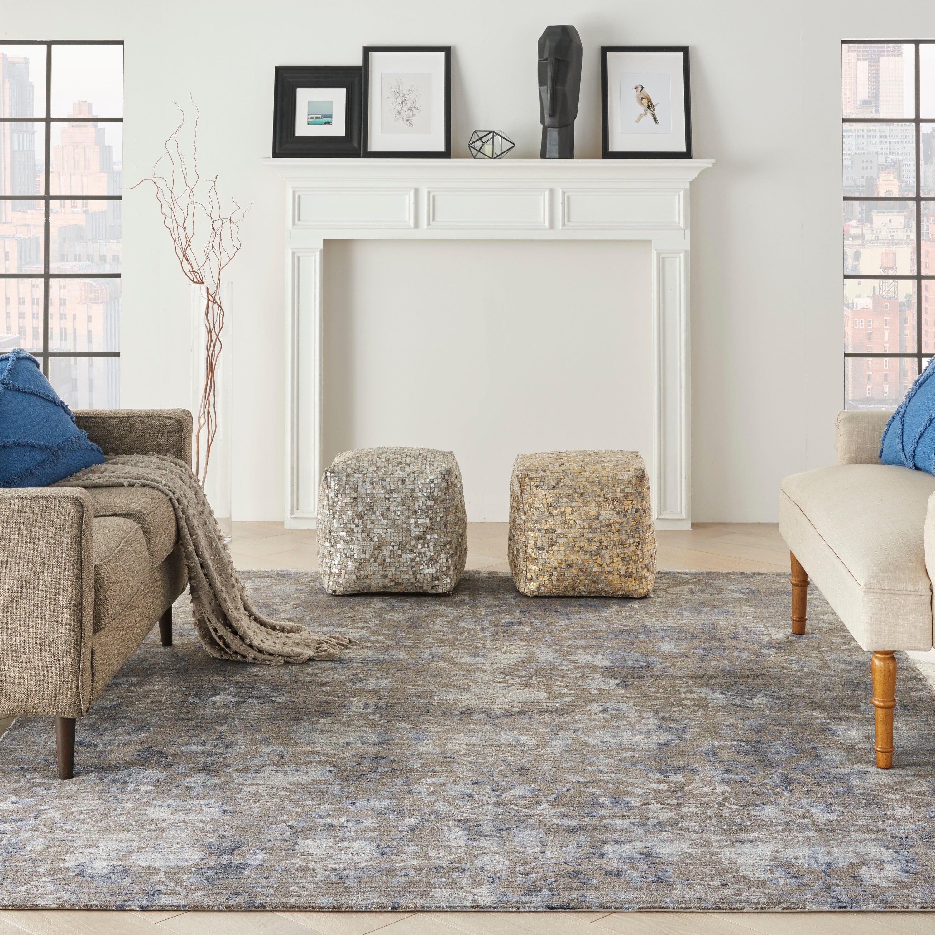 Nourison Lucent 7'9" x 9'9" Dove Vintage Indoor Rug Rug Nourison