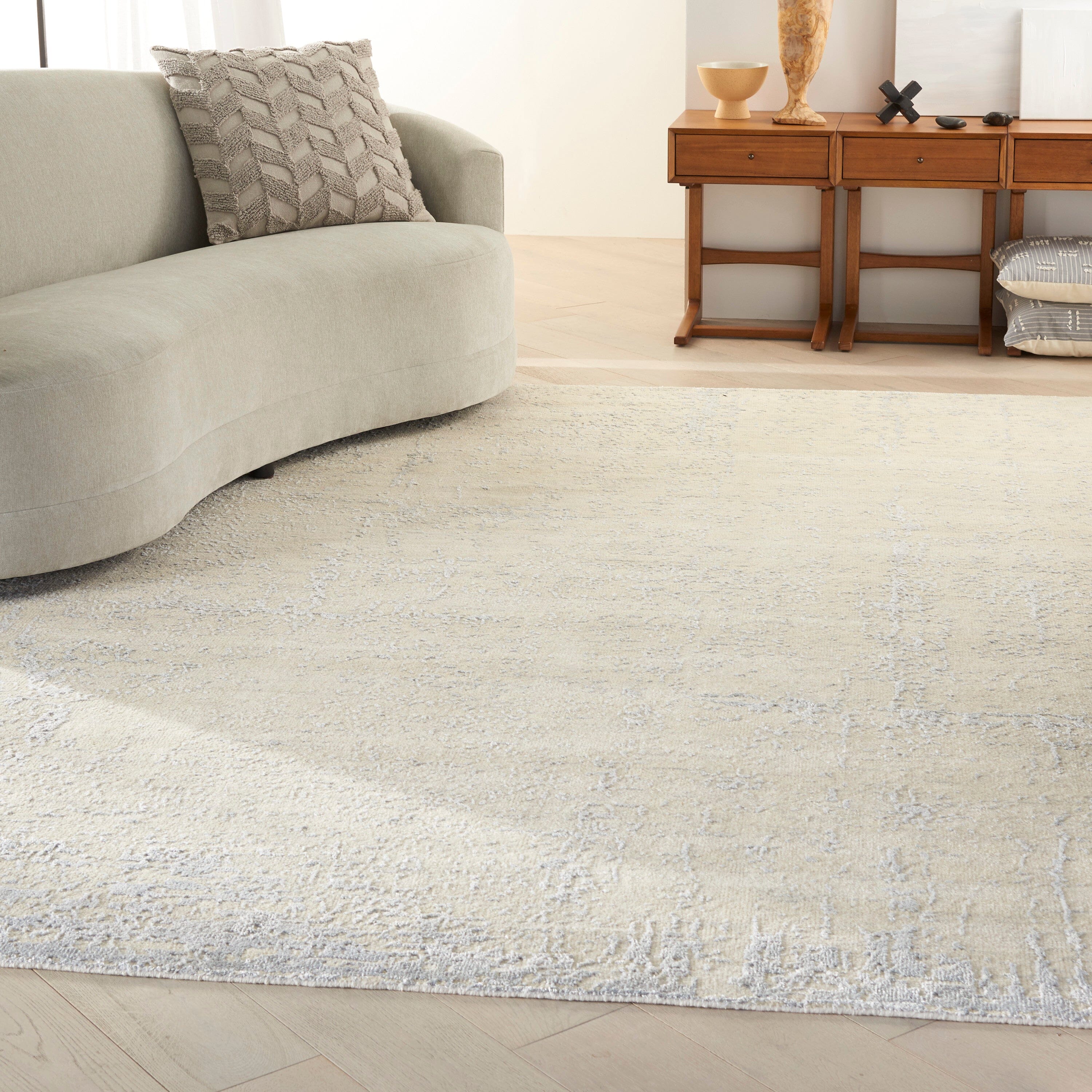 Nourison Luna 7'9" x 9'9" Ivory Silver Blue Modern Indoor Rug Rug Nourison