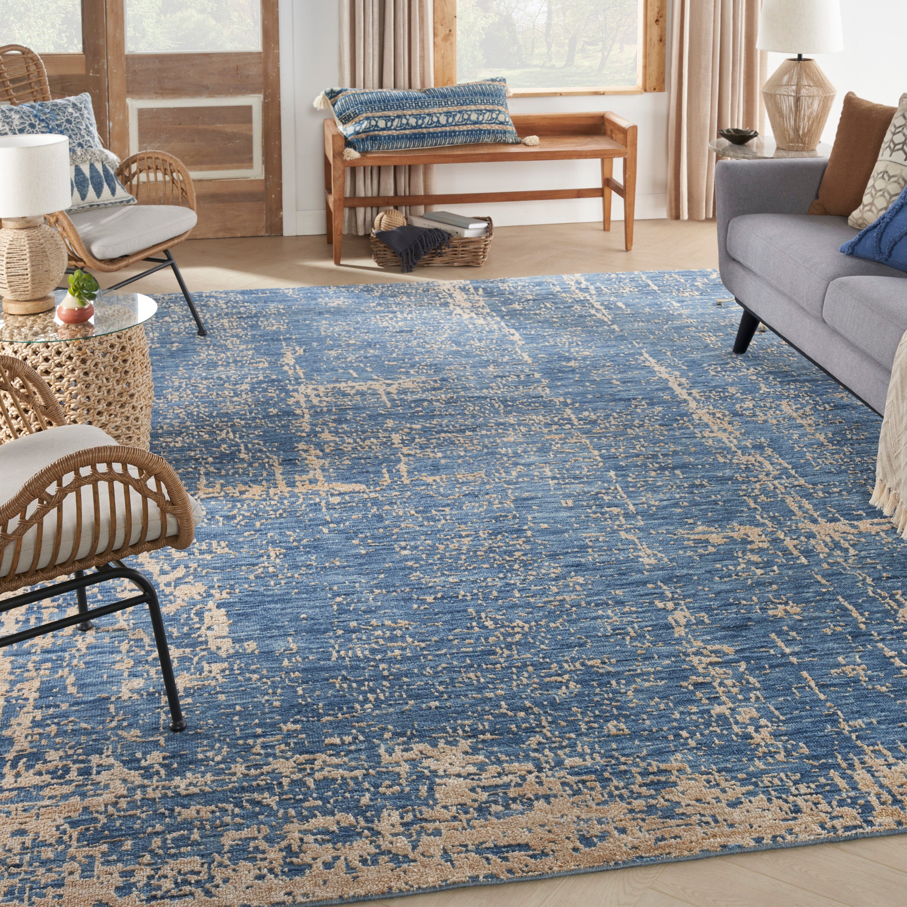 Nourison Luna 8'6" x 11'6" Dark Blue Mocha Modern Indoor Rug Rug Nourison