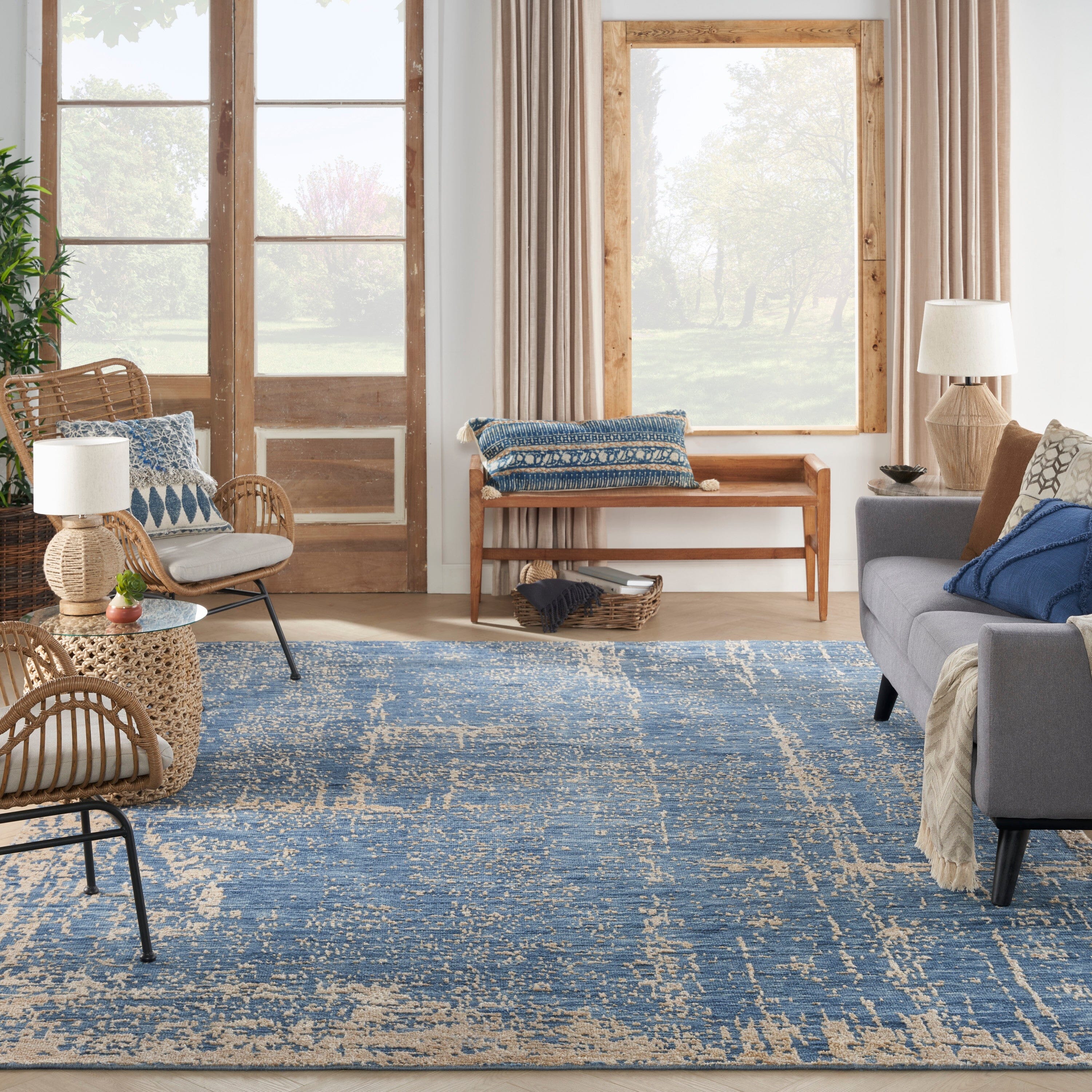 Nourison Luna 8'6" x 11'6" Dark Blue Mocha Modern Indoor Rug Rug Nourison