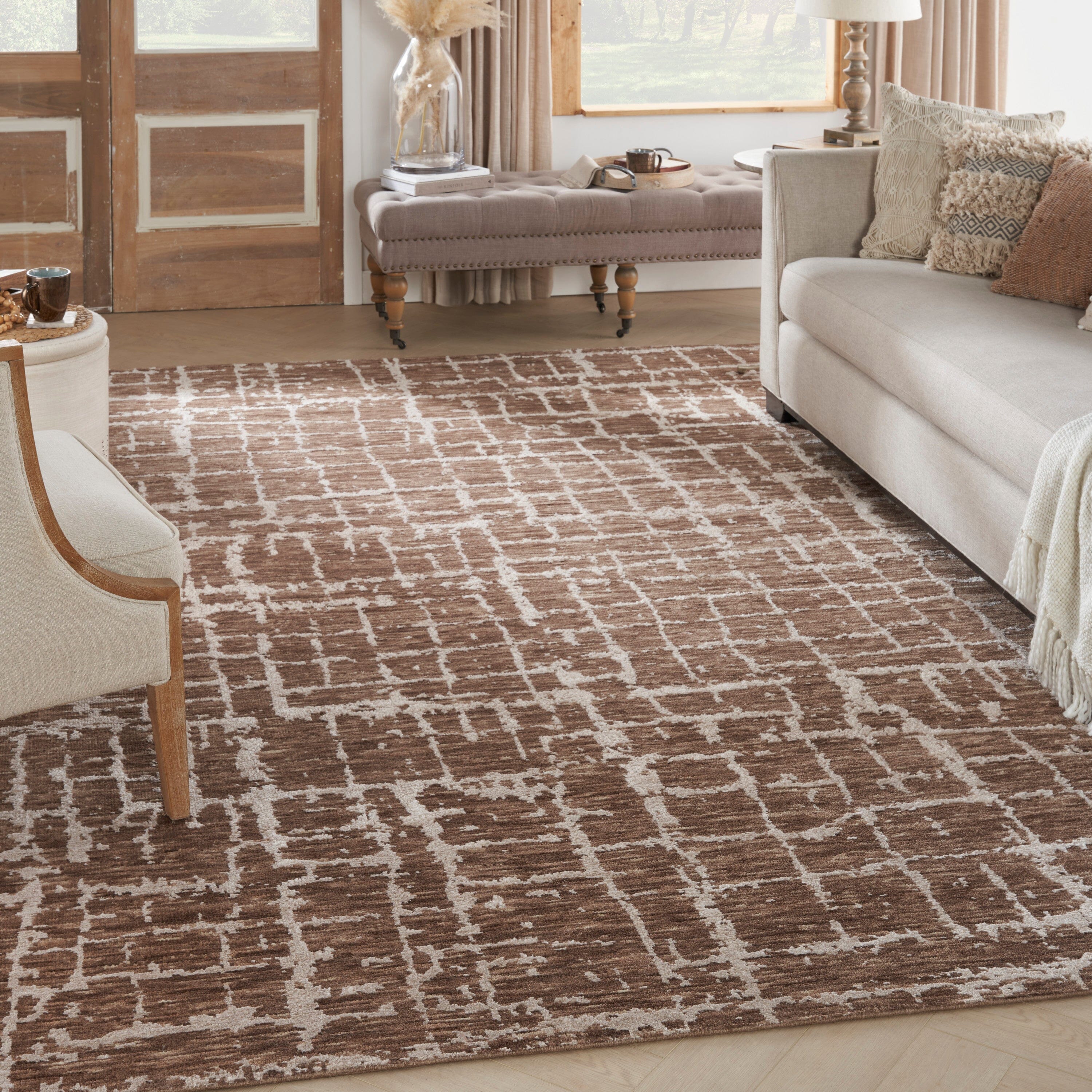 Nourison Luna 8'6" x 11'6" Mocha Ivory Modern Indoor Rug Rug Nourison