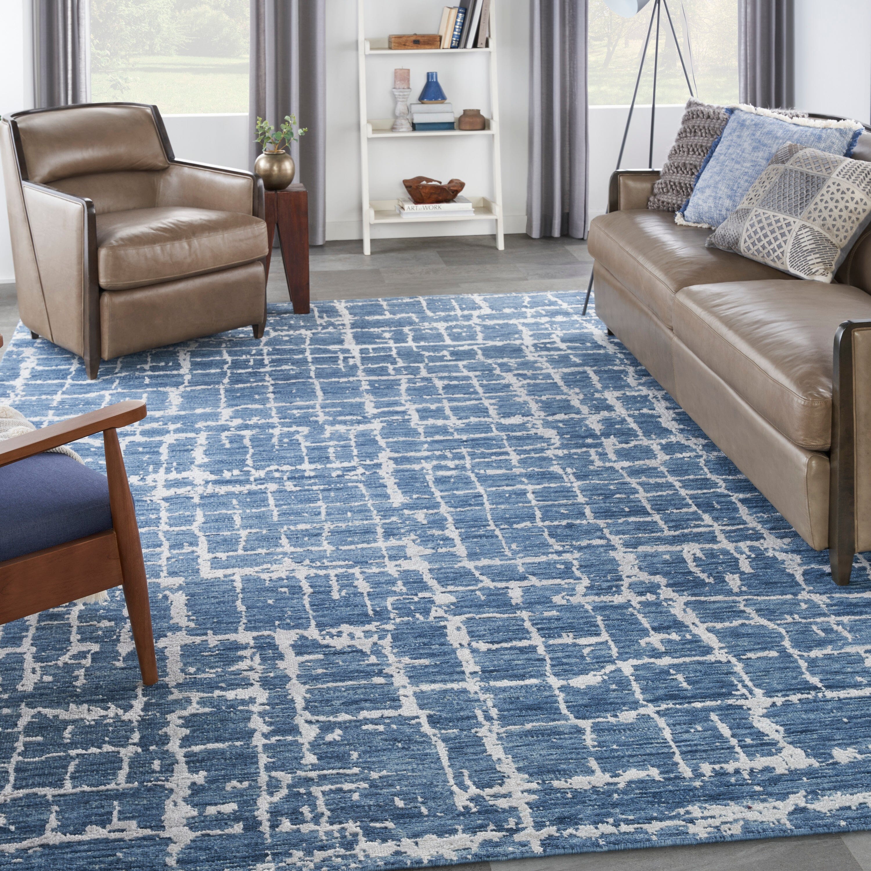 Nourison Luna 9'9" x 13'9" Blue Silver Modern Indoor Rug Rug Nourison