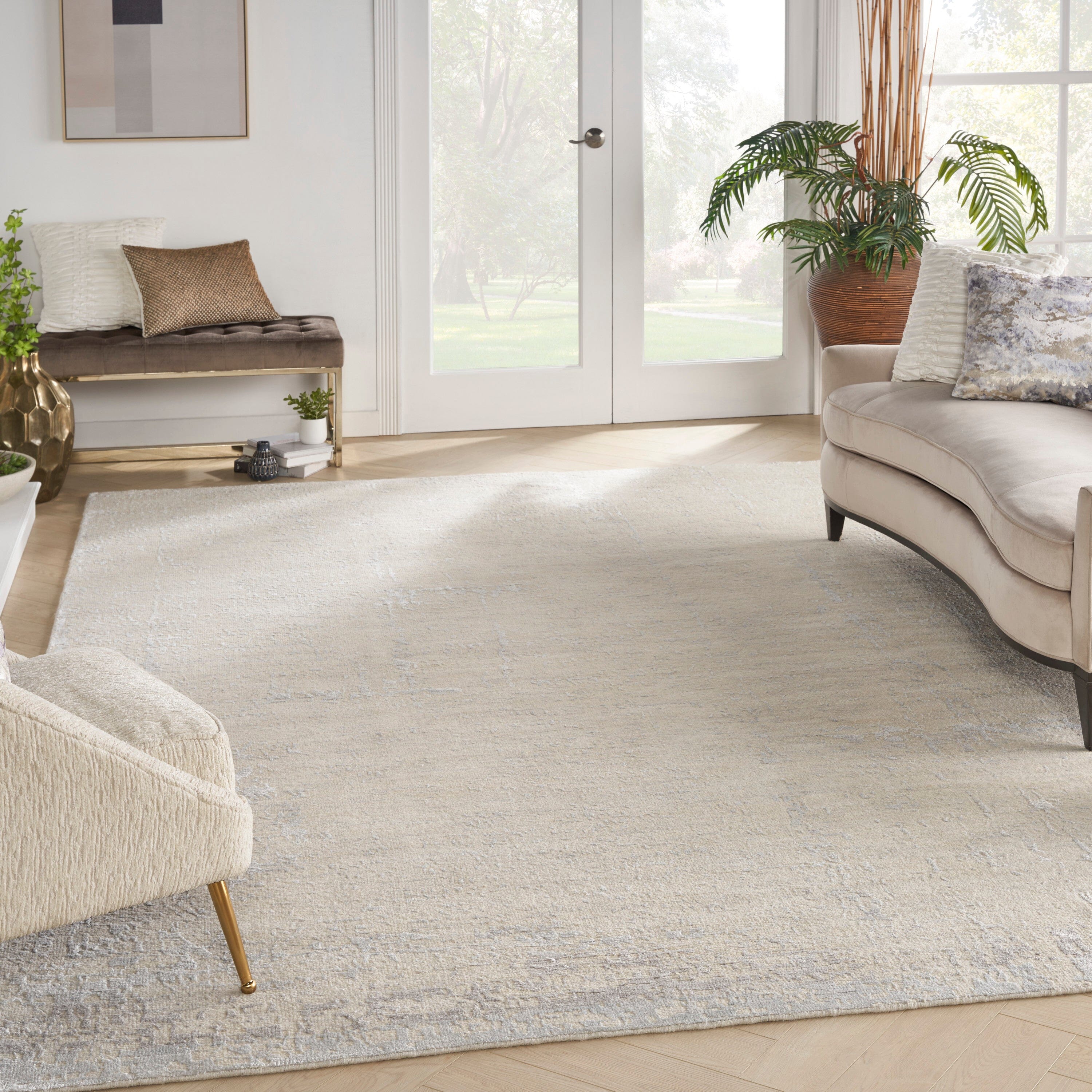 Nourison Luna 9'9" x 13'9" Ivory Silver Blue Modern Indoor Rug Rug Nourison