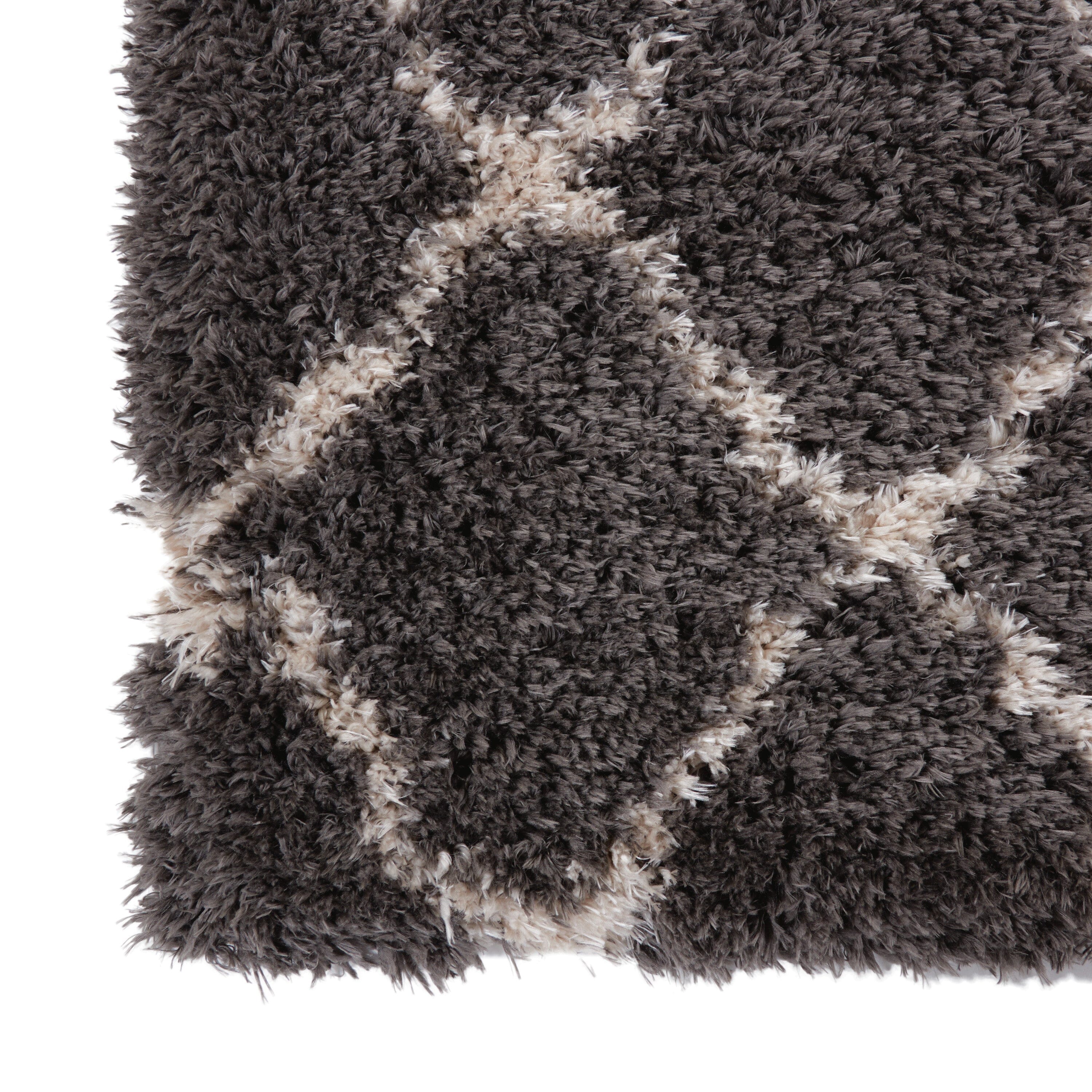 Nourison Luxe Shag 2'2" x 3'9" Charcoal/Beige Shag Indoor Rug Rug Nourison