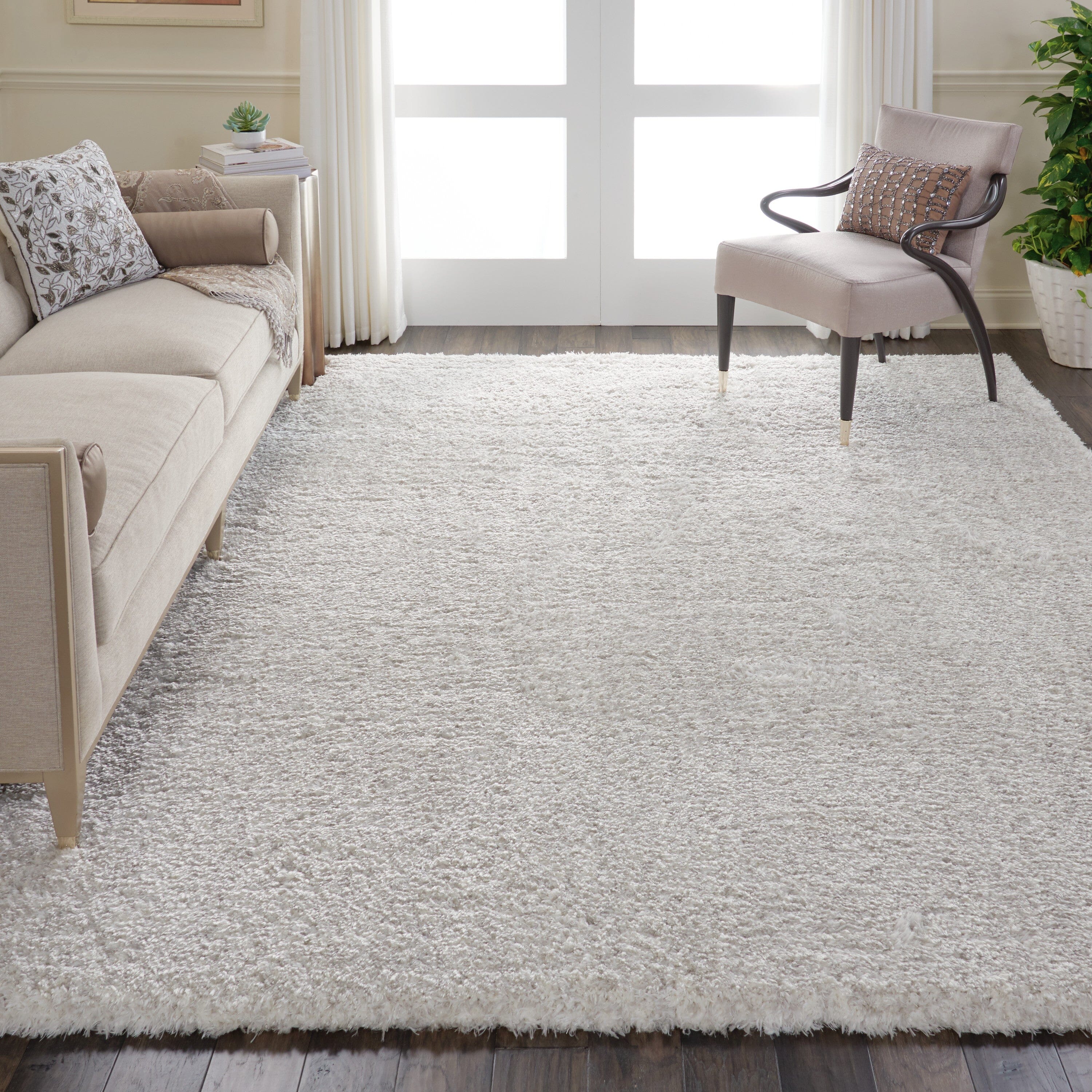 Nourison Luxe Shag 8'2" x 10' Light Grey Shag Indoor Rug Rug Nourison