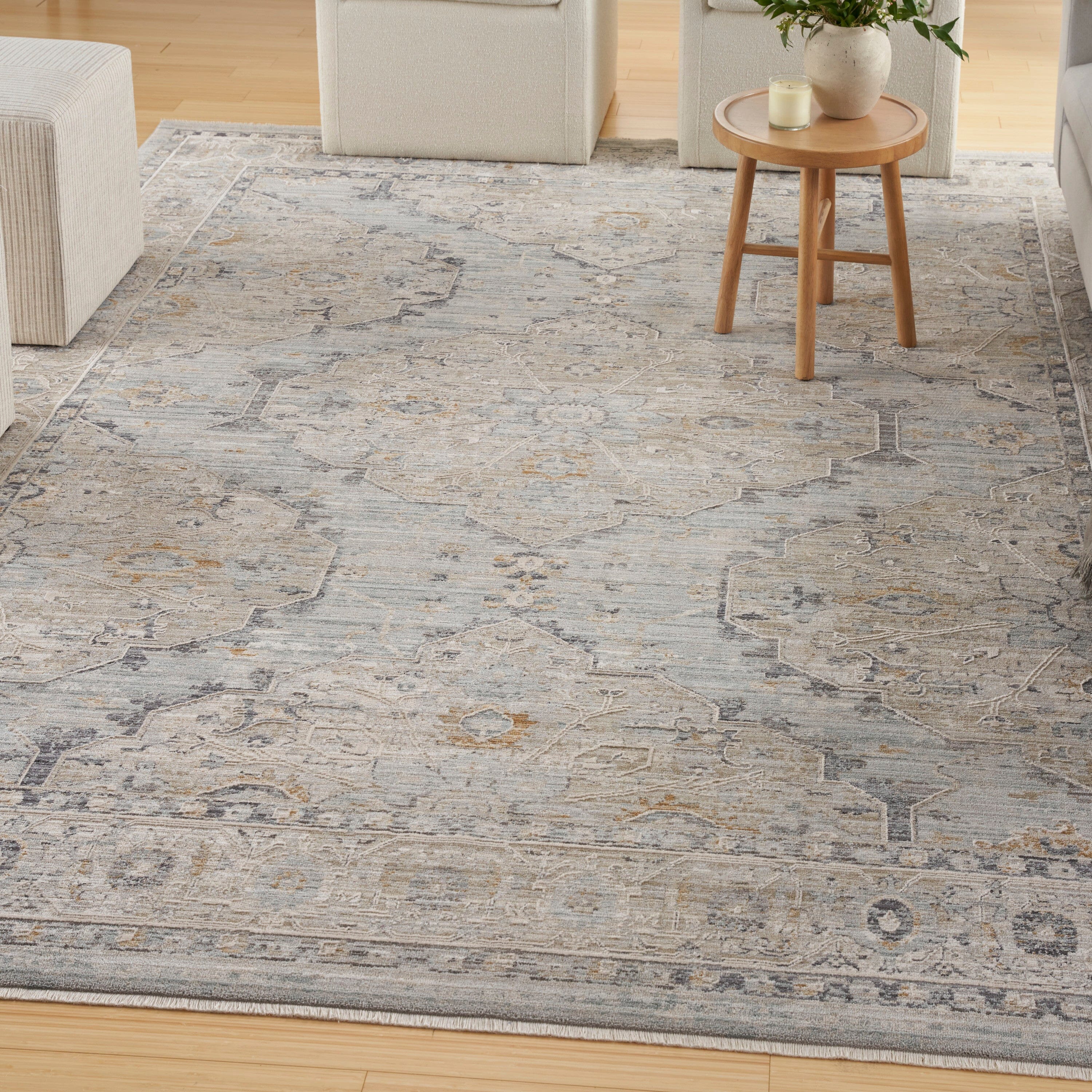 Nourison Lynx 12' x 15'9" Light Blue Vintage Indoor Rug Rug Nourison