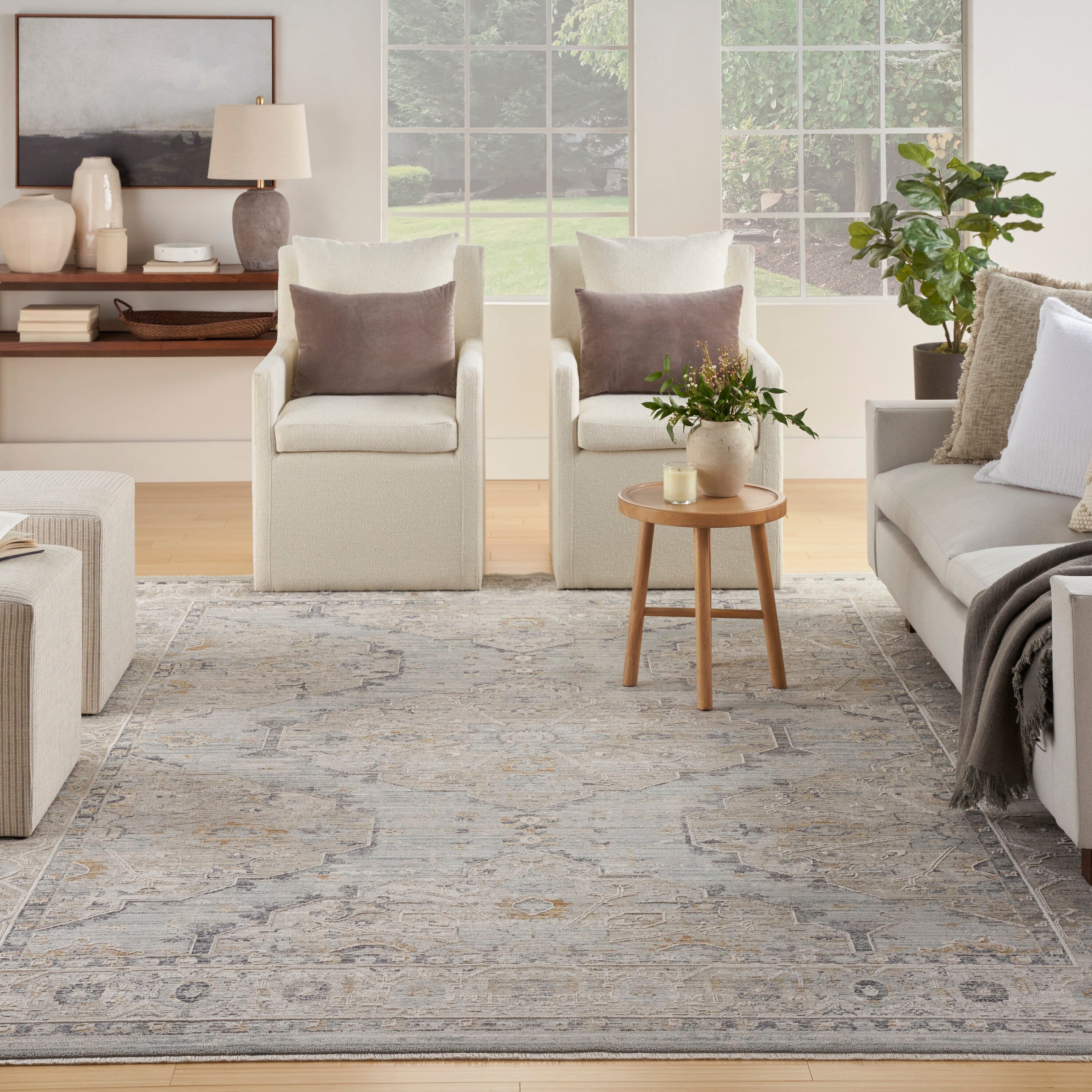 Nourison Lynx 12' x 15'9" Light Blue Vintage Indoor Rug Rug Nourison