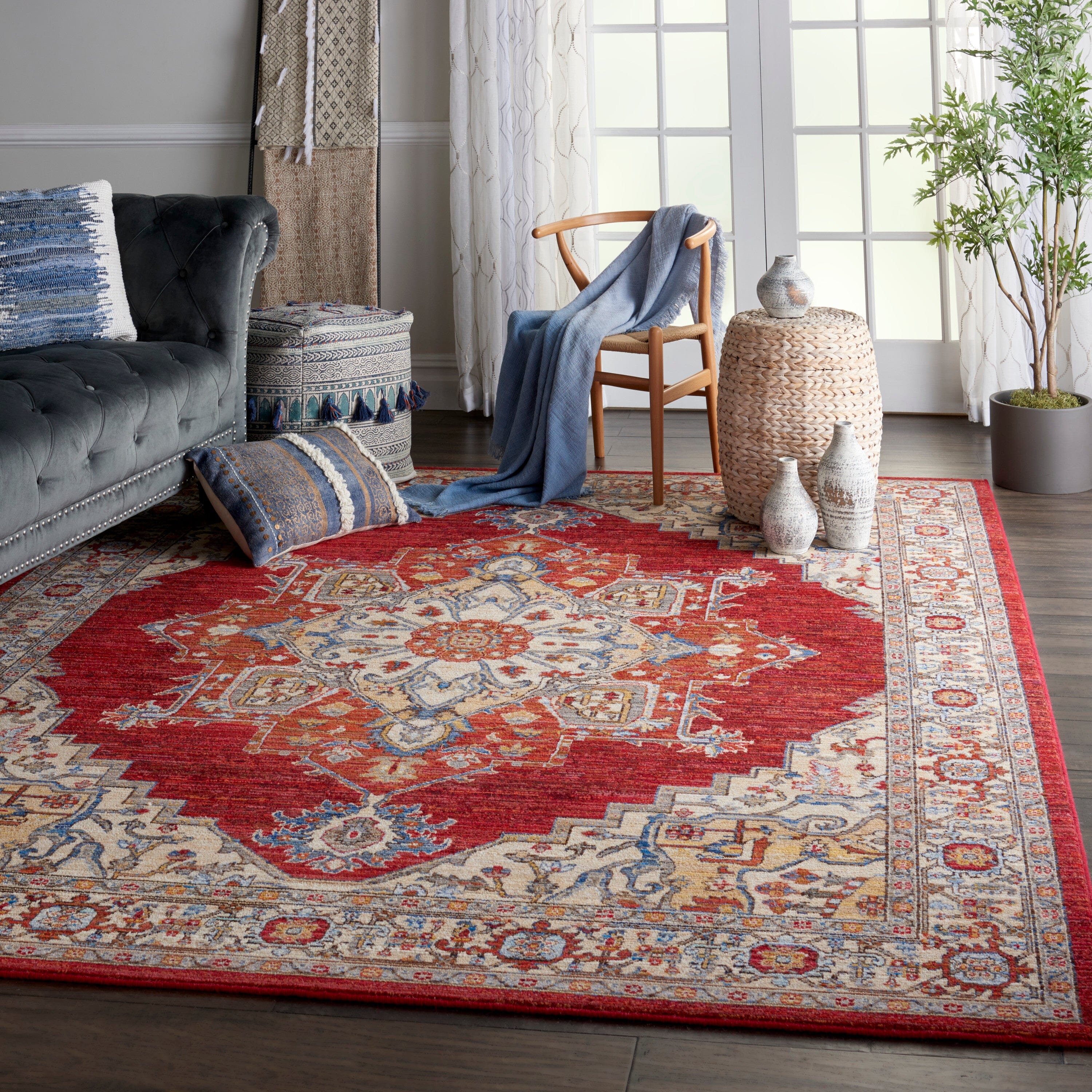 Nourison Majestic 7'9" x 9'9" Red Traditional Indoor Rug Rug Nourison