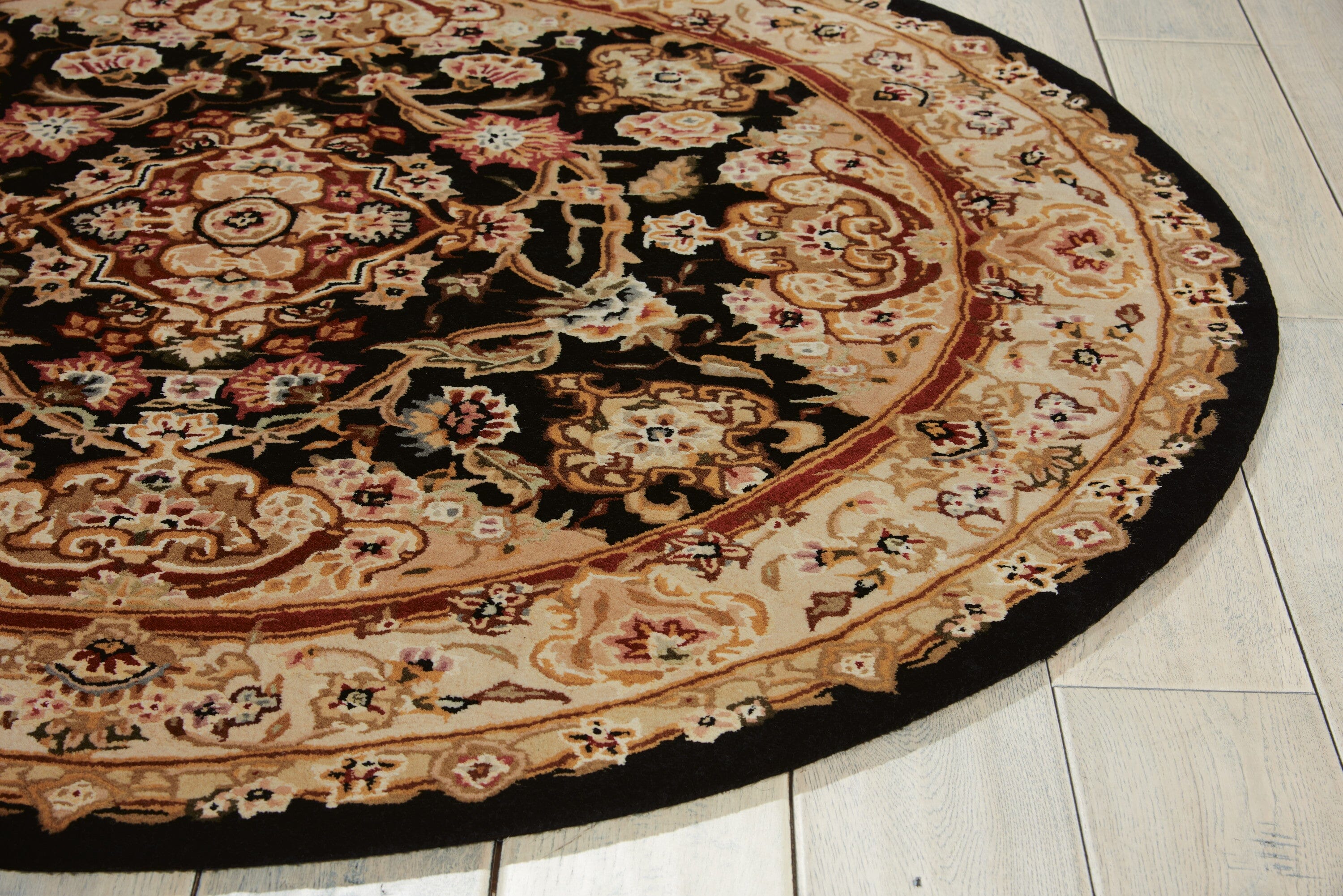 Nourison Nourison 2000 4' x Round Black Traditional Indoor Rug Rug Nourison