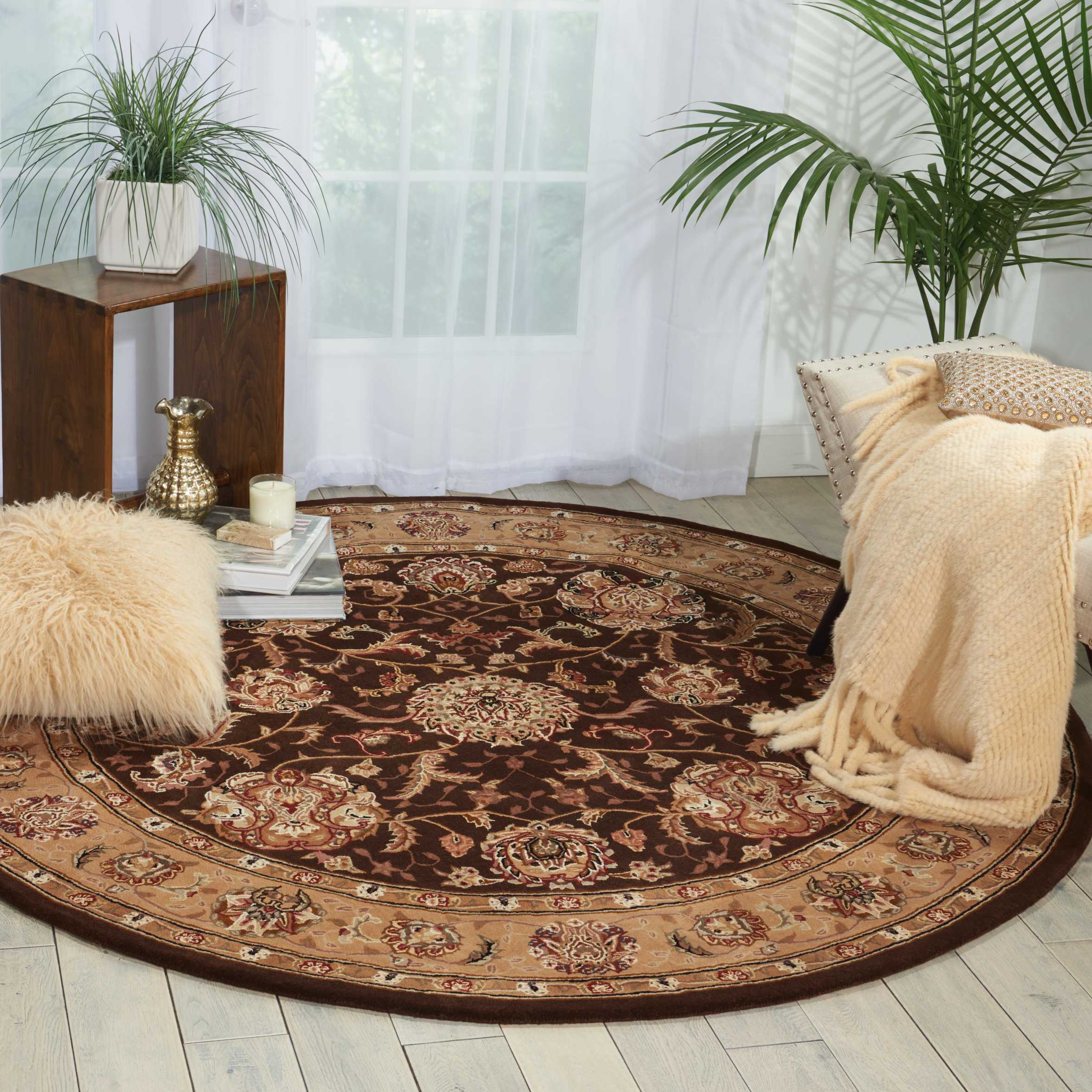 Nourison Nourison 2000 4' x Round Brown Traditional Indoor Rug Rug Nourison