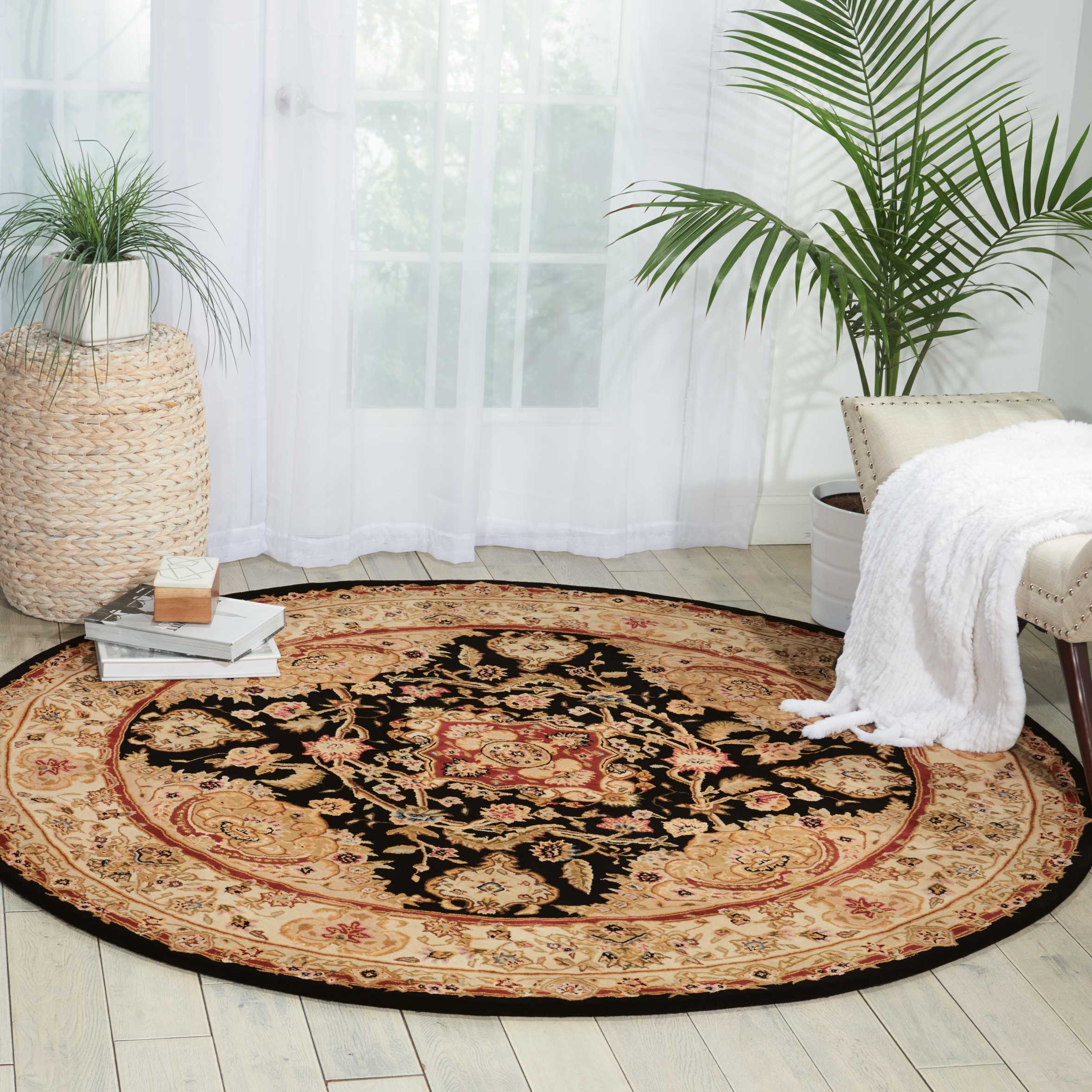 Nourison Nourison 2000 8' x Round Black Traditional Indoor Rug Rug Nourison