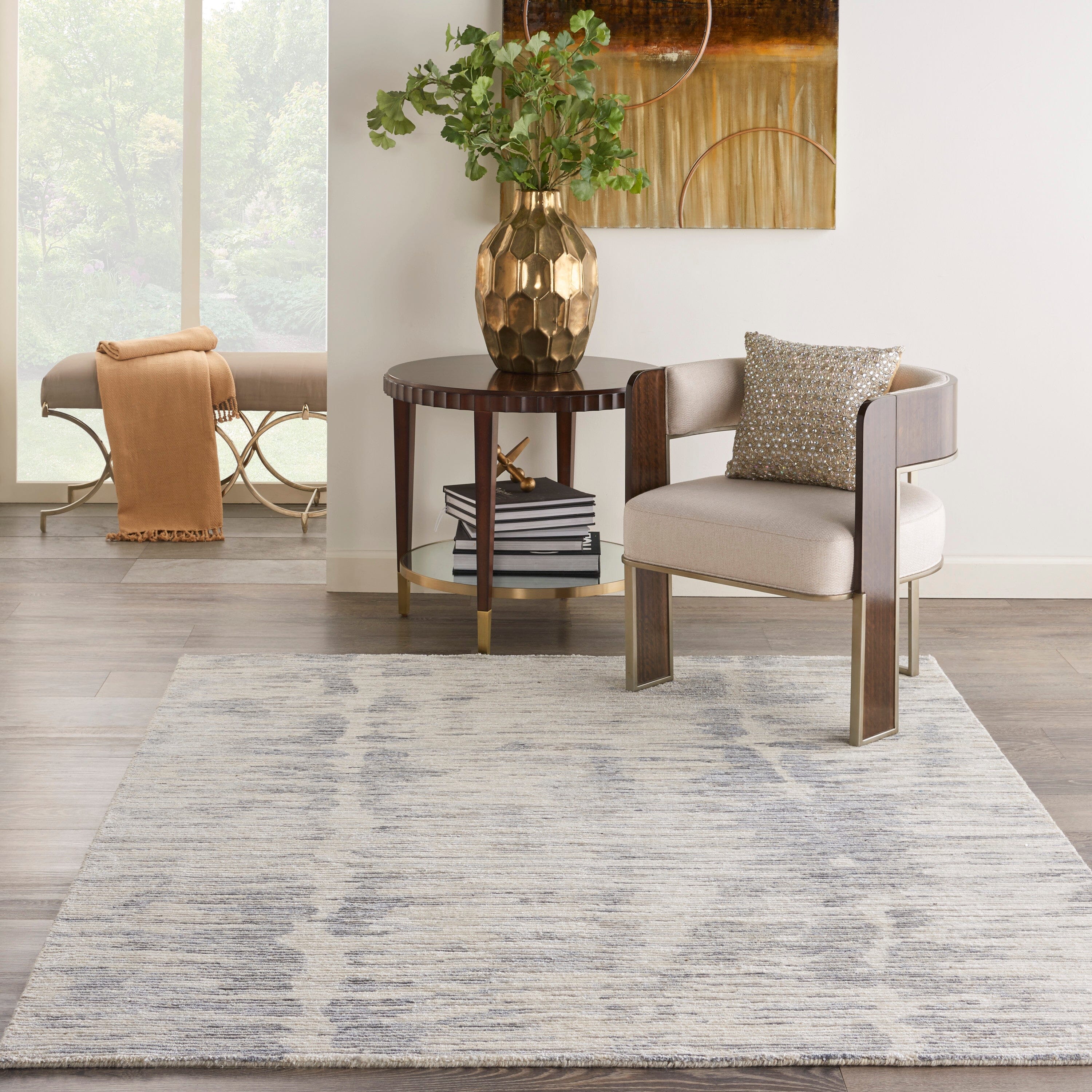 Nourison Ocean 5'6" x 7'5" Ivory/Slate Modern Indoor Rug Rug Nourison