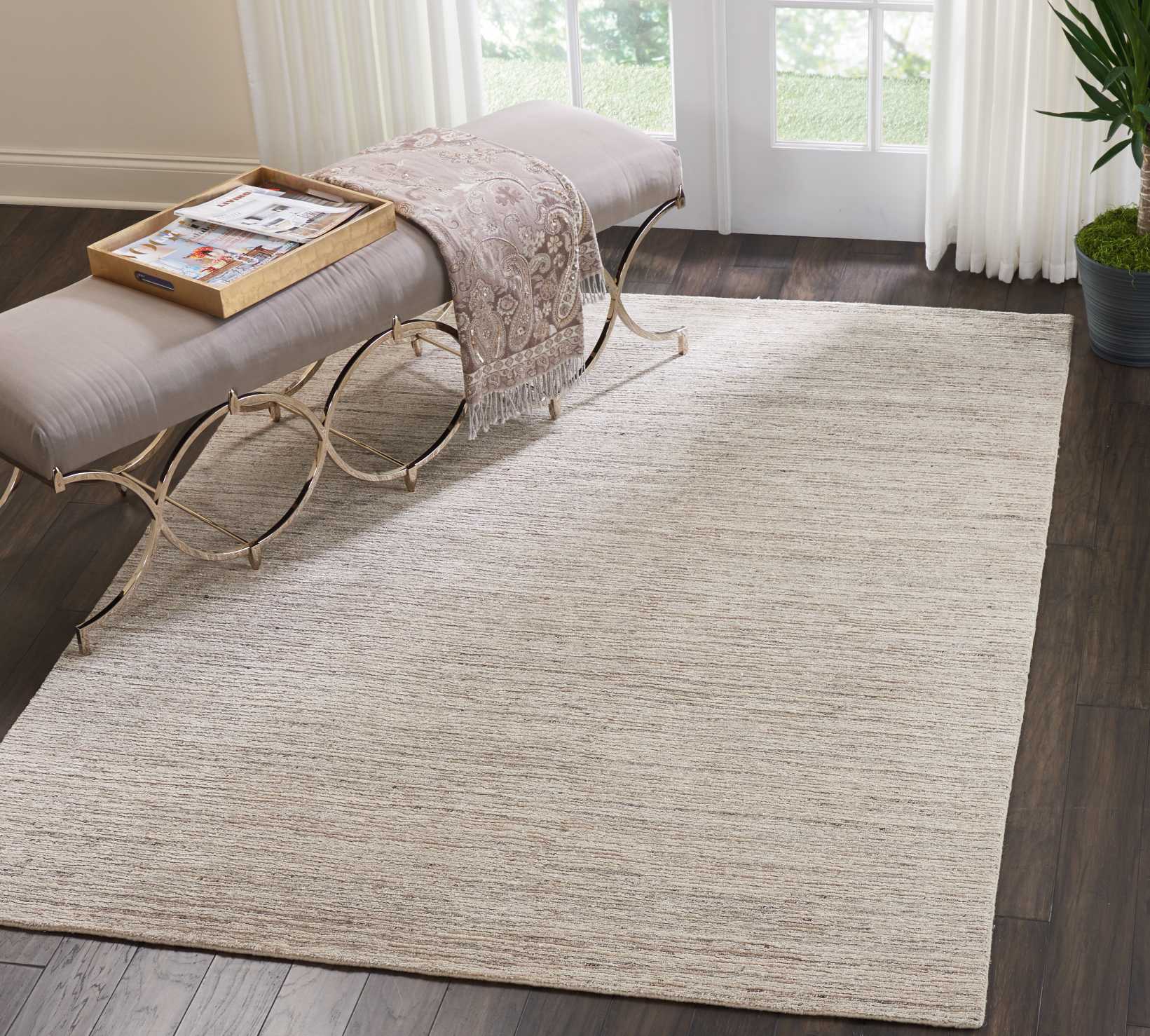 Nourison Ocean 5'6" x 7'5" Sand Modern Indoor Rug Rug Nourison