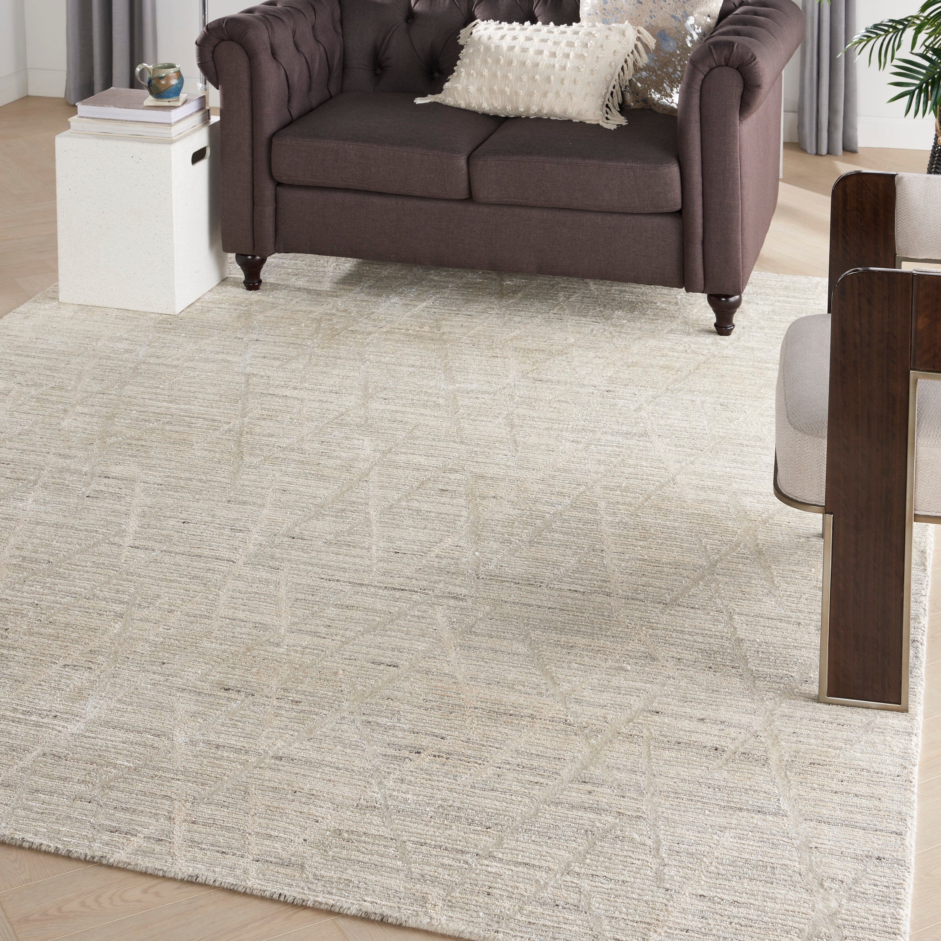 Nourison Ocean 7'9" x 9'9" Pearl Modern Indoor Rug Rug Nourison