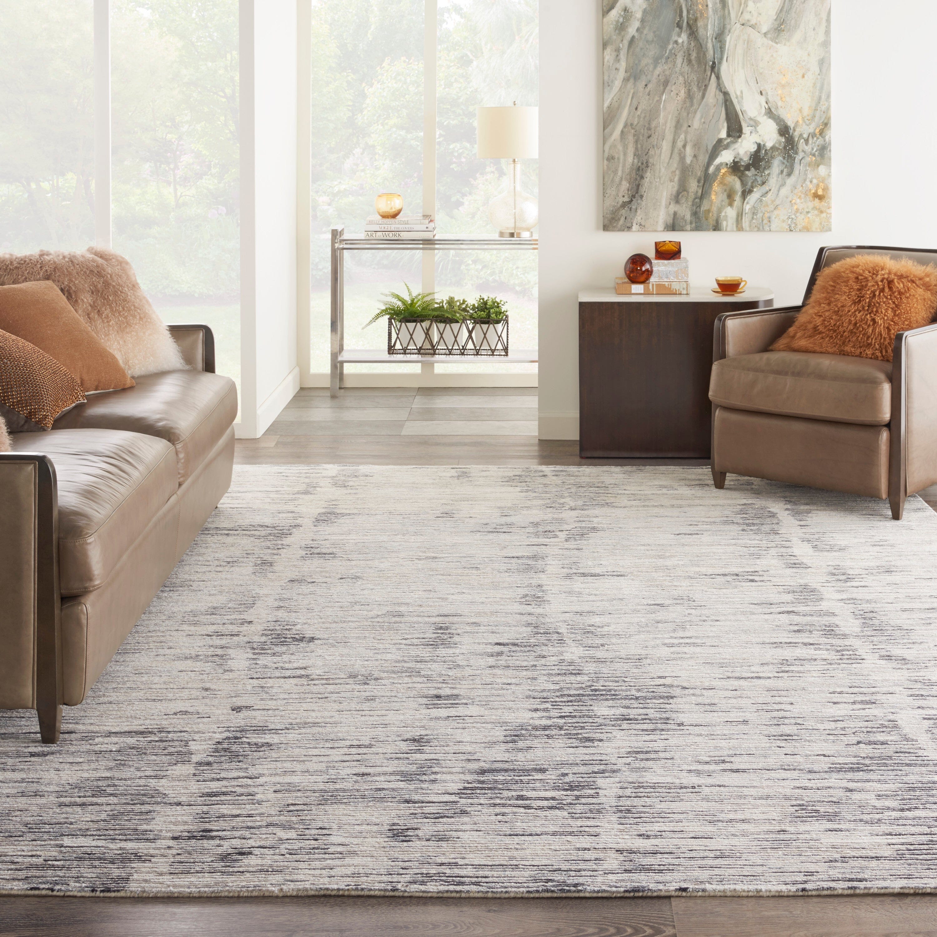 Nourison Ocean 8'6" x 11'6" Cream/Charcoal Modern Indoor Rug Rug Nourison