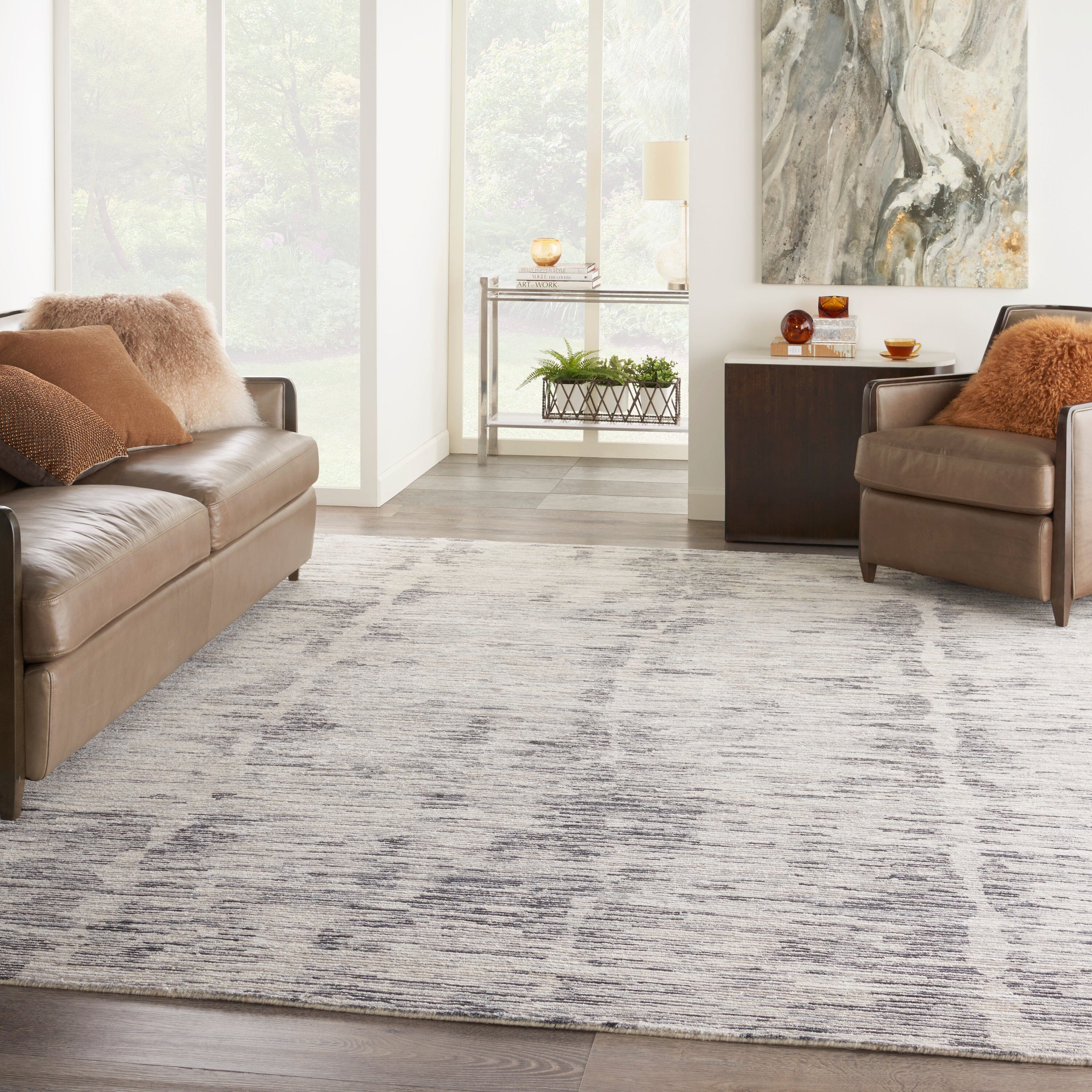 Nourison Ocean 8'6" x 11'6" Cream/Charcoal Modern Indoor Rug Rug Nourison