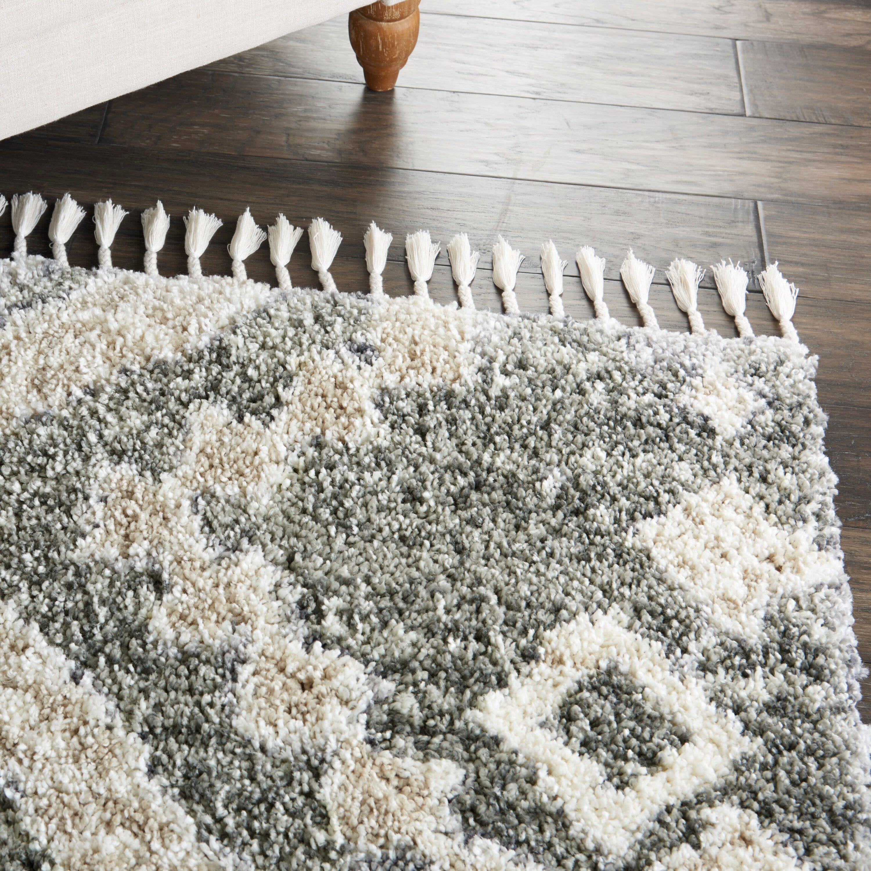 Nourison Oslo Shag 4' x 6' Grey/Ivory Shag Indoor Rug Rug Nourison