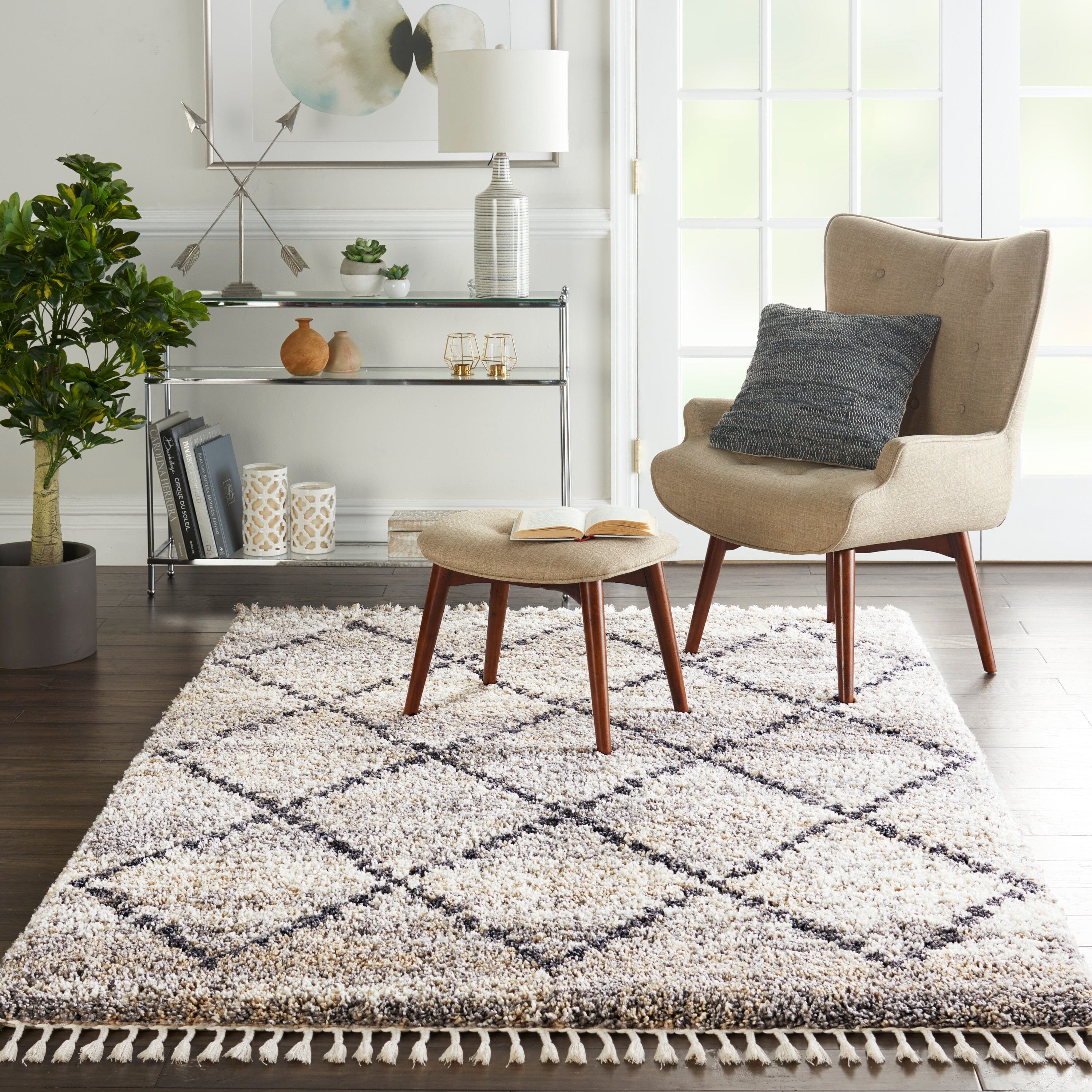 Nourison Oslo Shag 4' x 6' Silver Grey Shag Indoor Rug | Huck & Peck