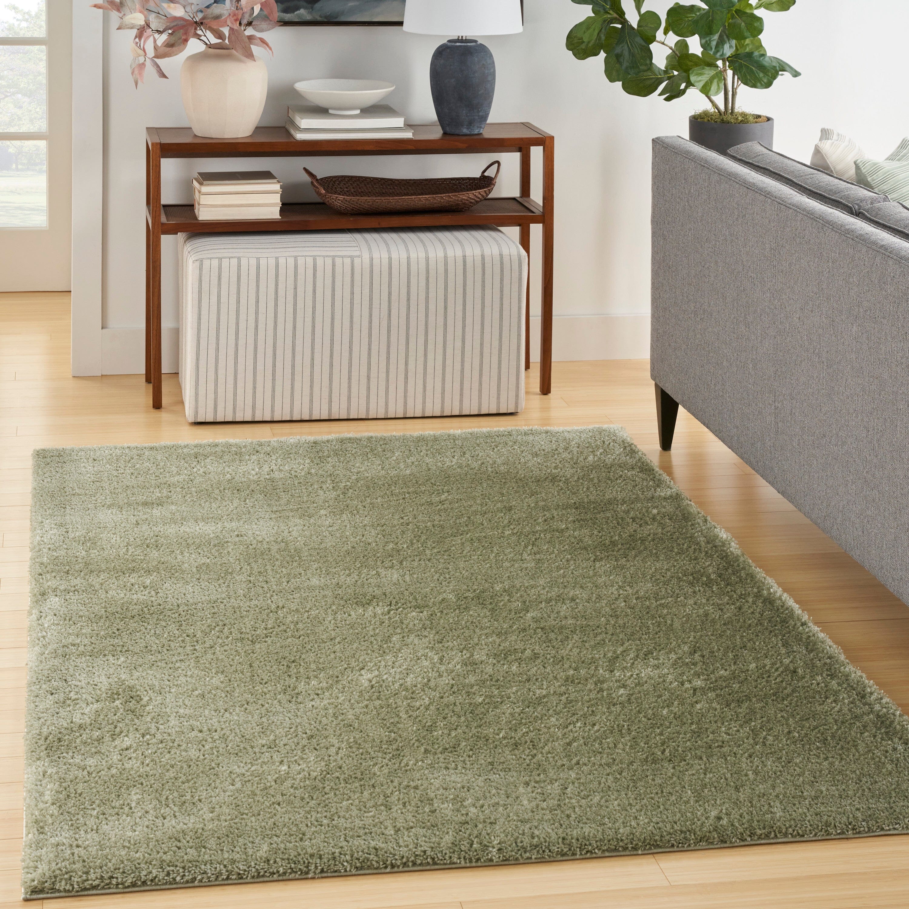 Nourison Pacific Shag 5'3" x 7'3" Green Shag Indoor Rug Rug Nourison