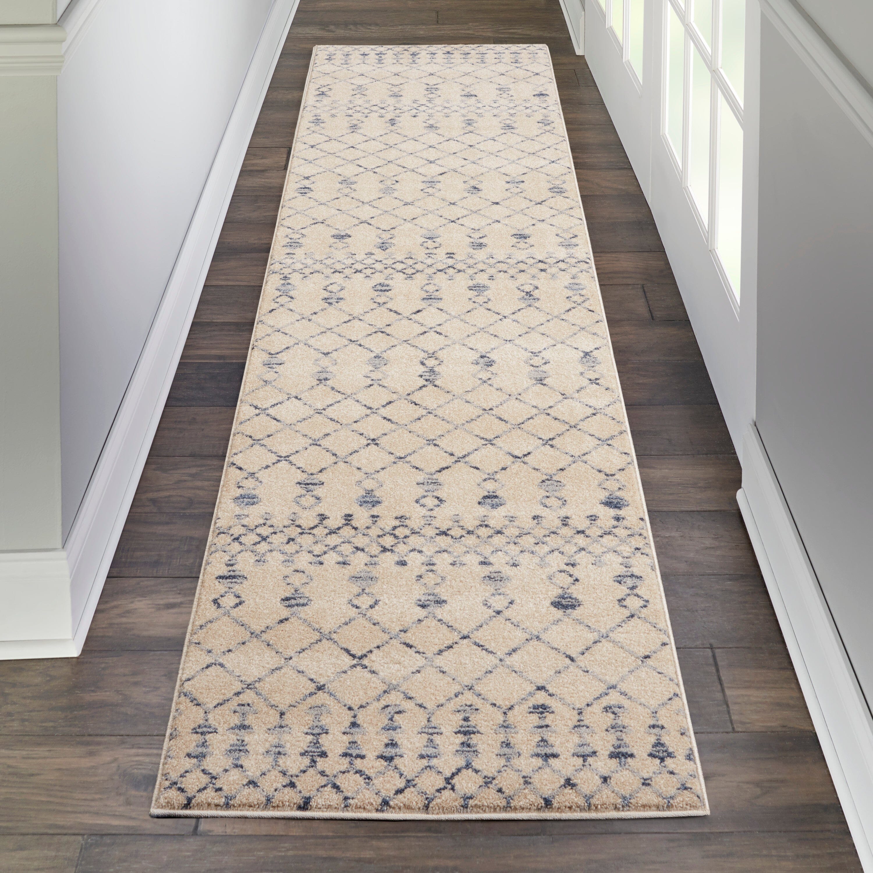 Nourison Palermo 2'2" x 7'6" Beige Blue Bohemian Indoor Rug Rug Nourison