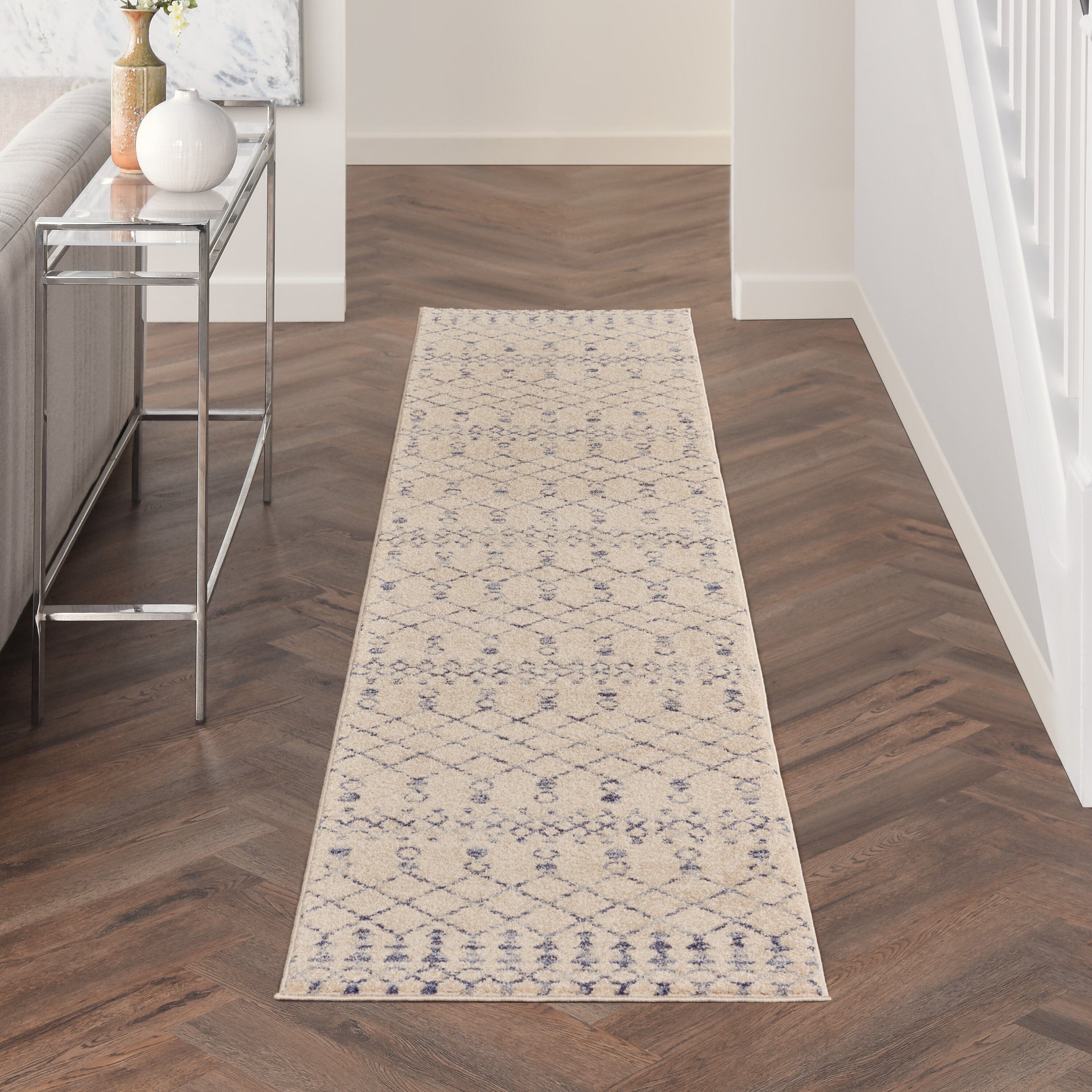 Nourison Palermo 2'3" x 10' Beige Blue Bohemian Indoor Rug Rug Nourison