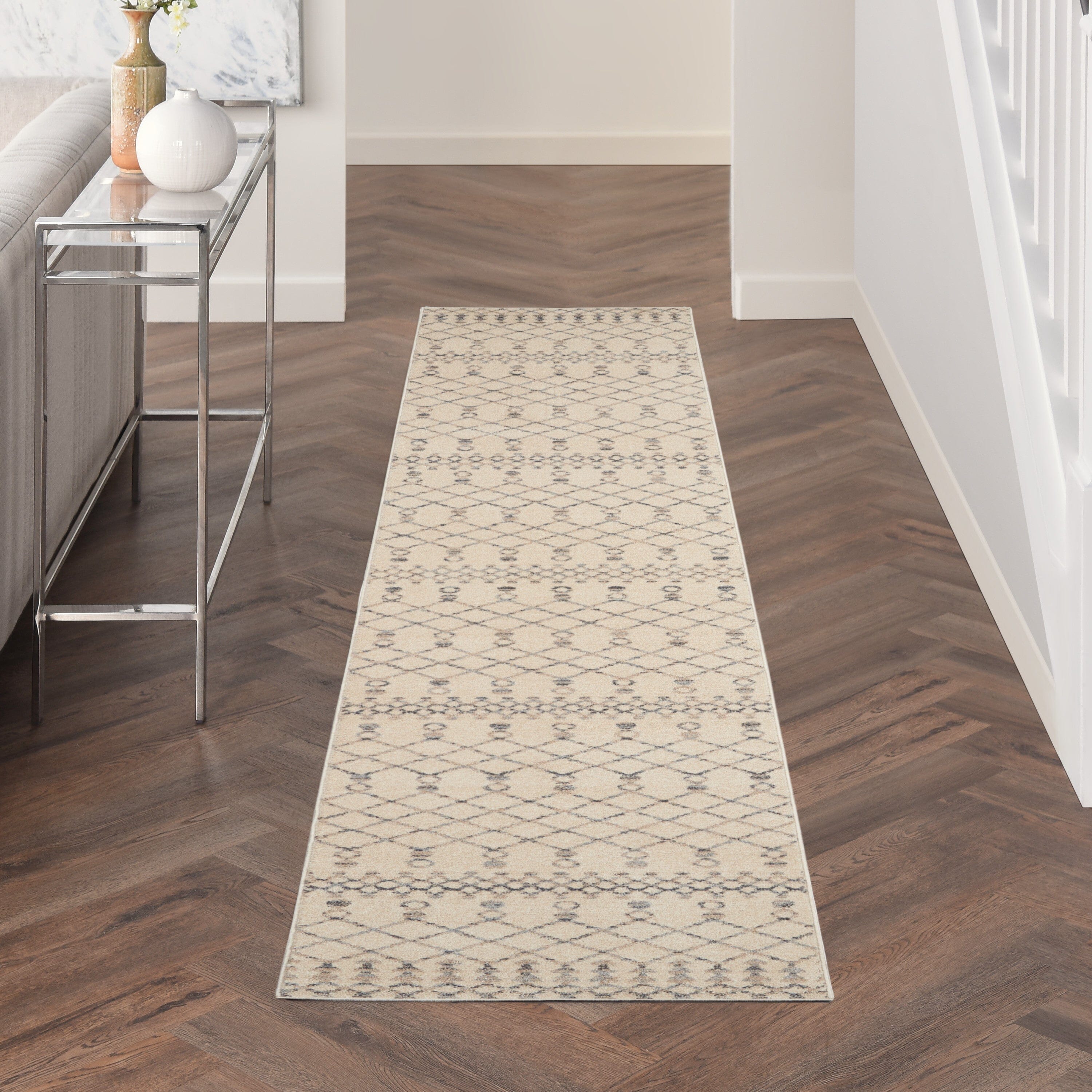 Nourison Palermo 2'3" x 10' Beige/Grey Bohemian Indoor Rug Rug Nourison