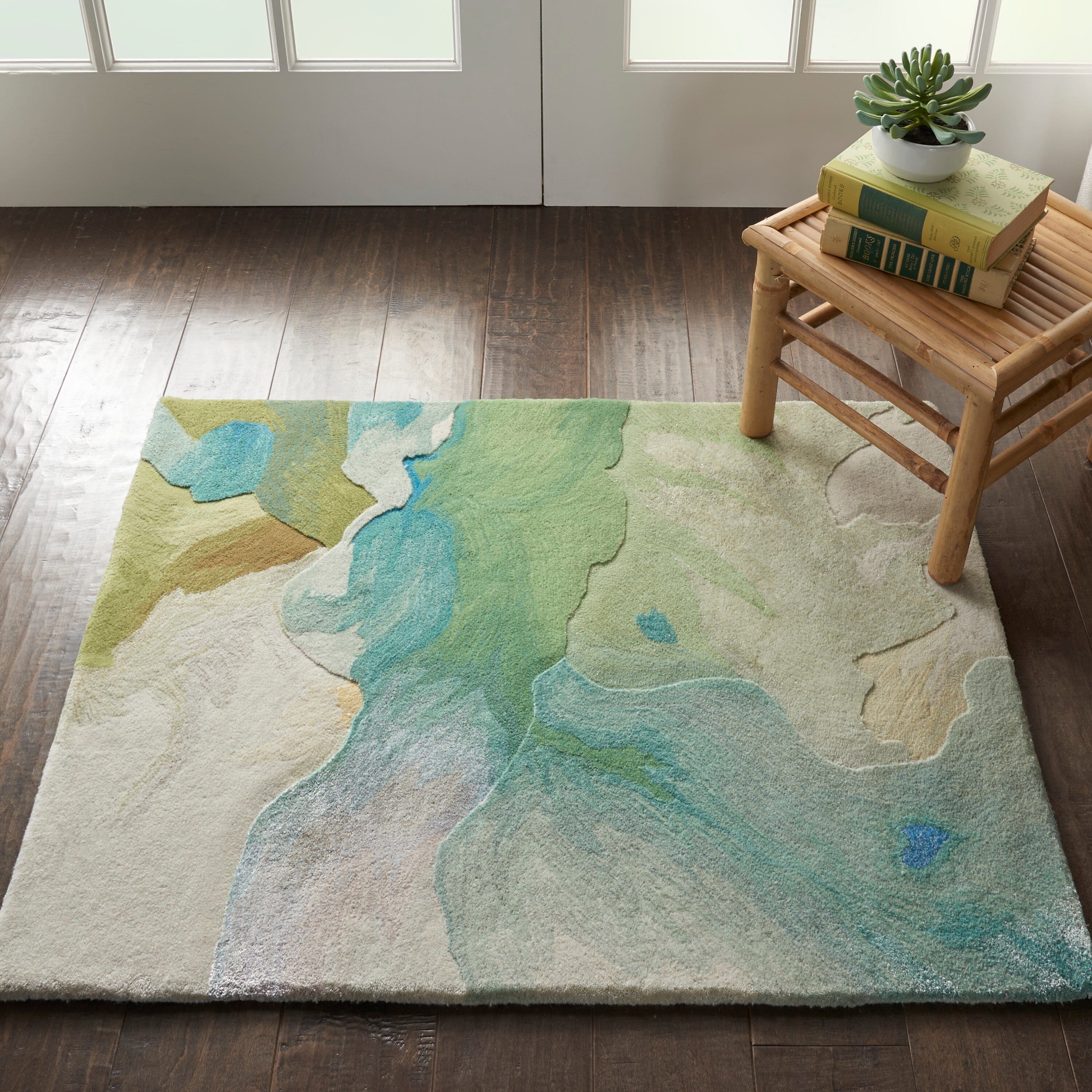 Nourison Prismatic 2' x 3' Seafoam Modern Indoor Rug Rug Nourison