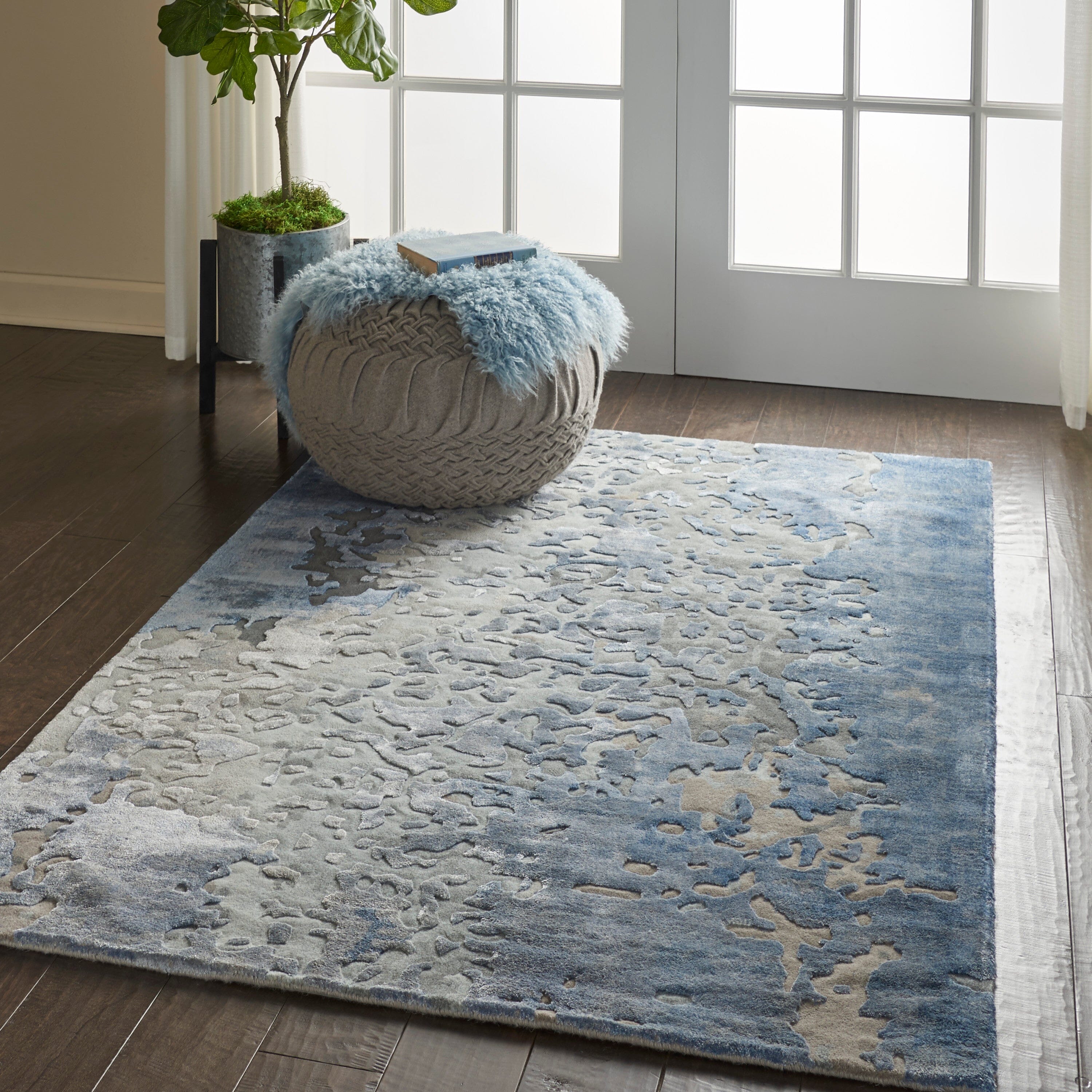 Nourison Prismatic 3'9" x 5'9" Denim Modern Indoor Rug Rug Nourison