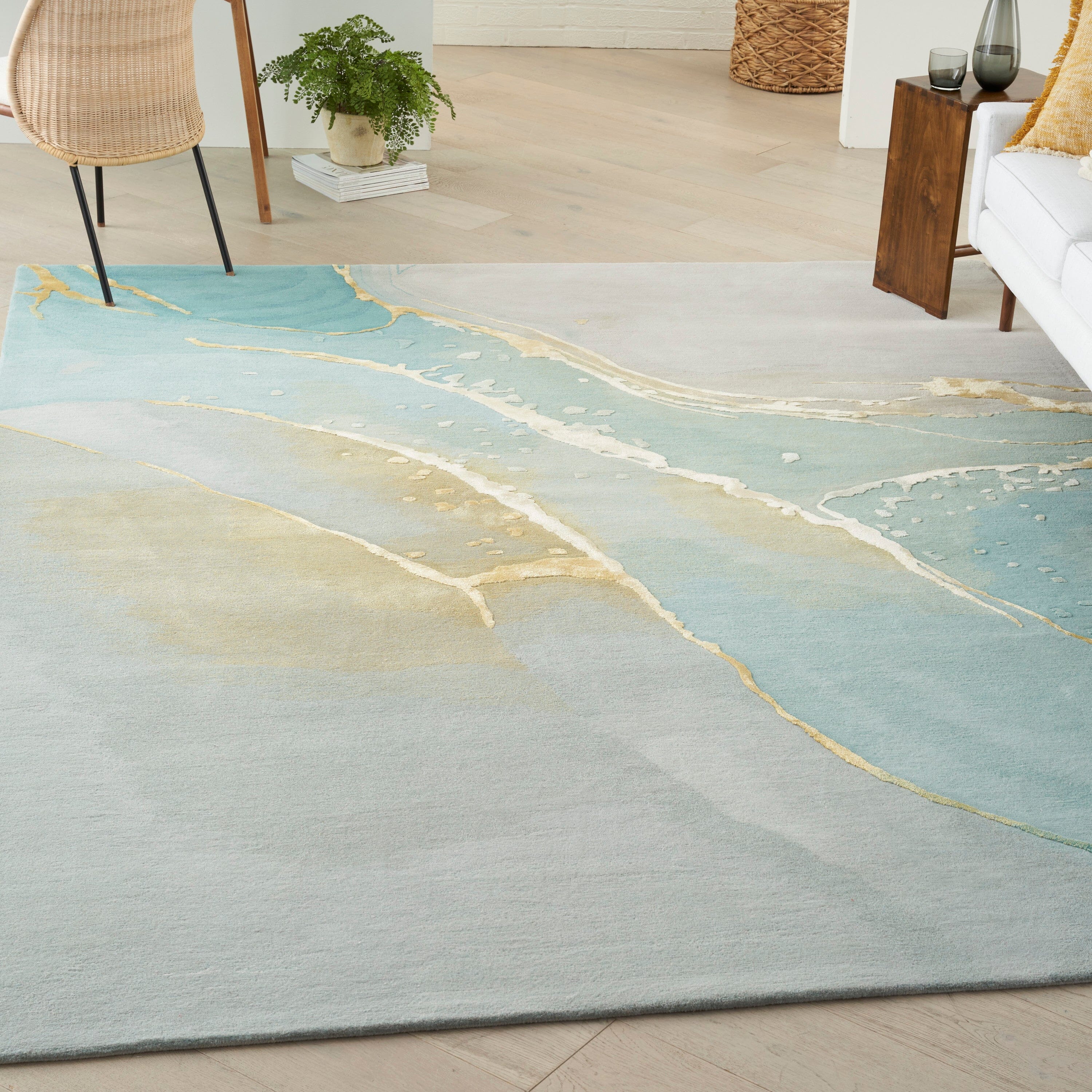 Nourison Prismatic 3'9" x 5'9" Grey/Seafoam Modern Indoor Rug Rug Nourison