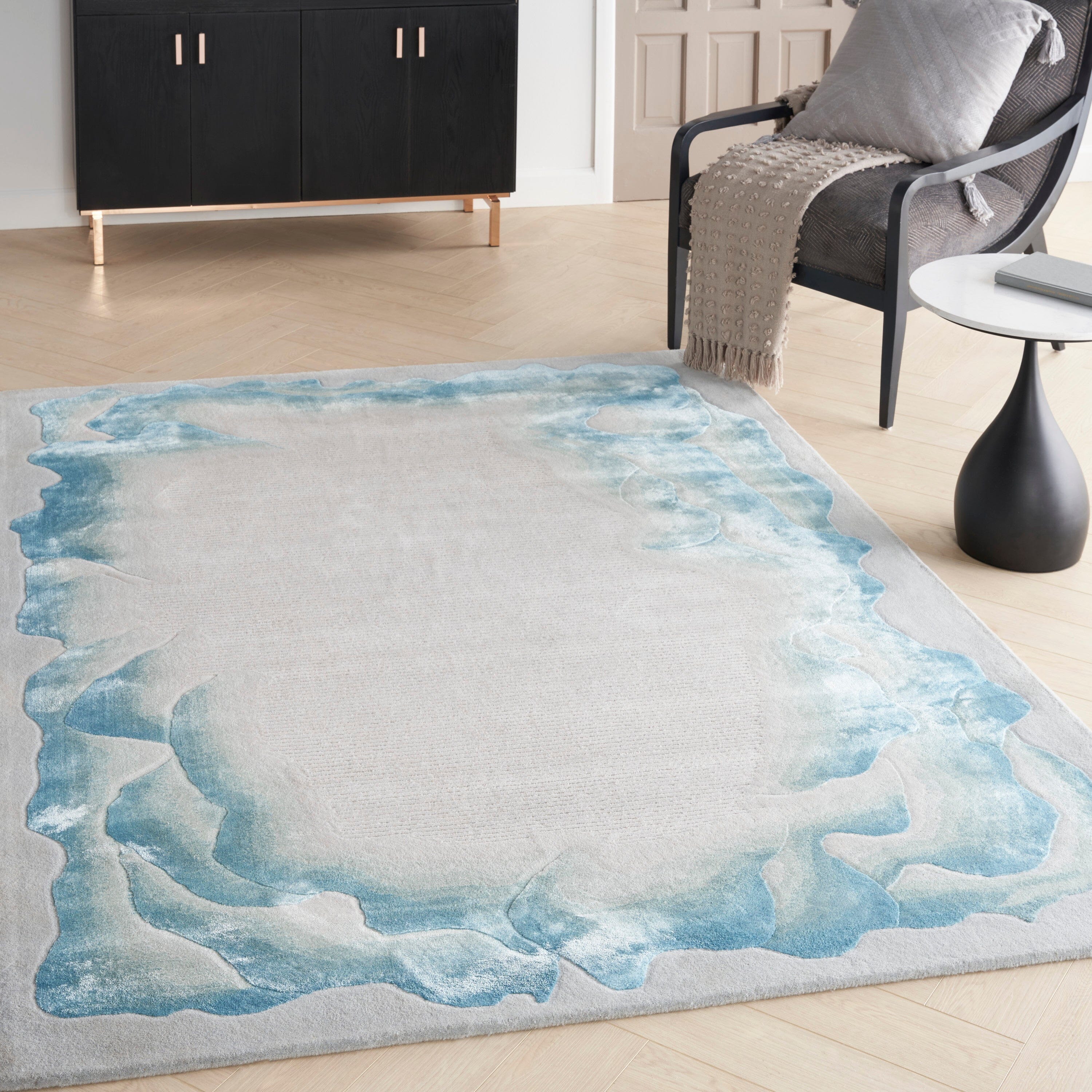 Nourison Prismatic 3'9" x 5'9" Sea Mist Blue Modern Indoor Rug Rug Nourison