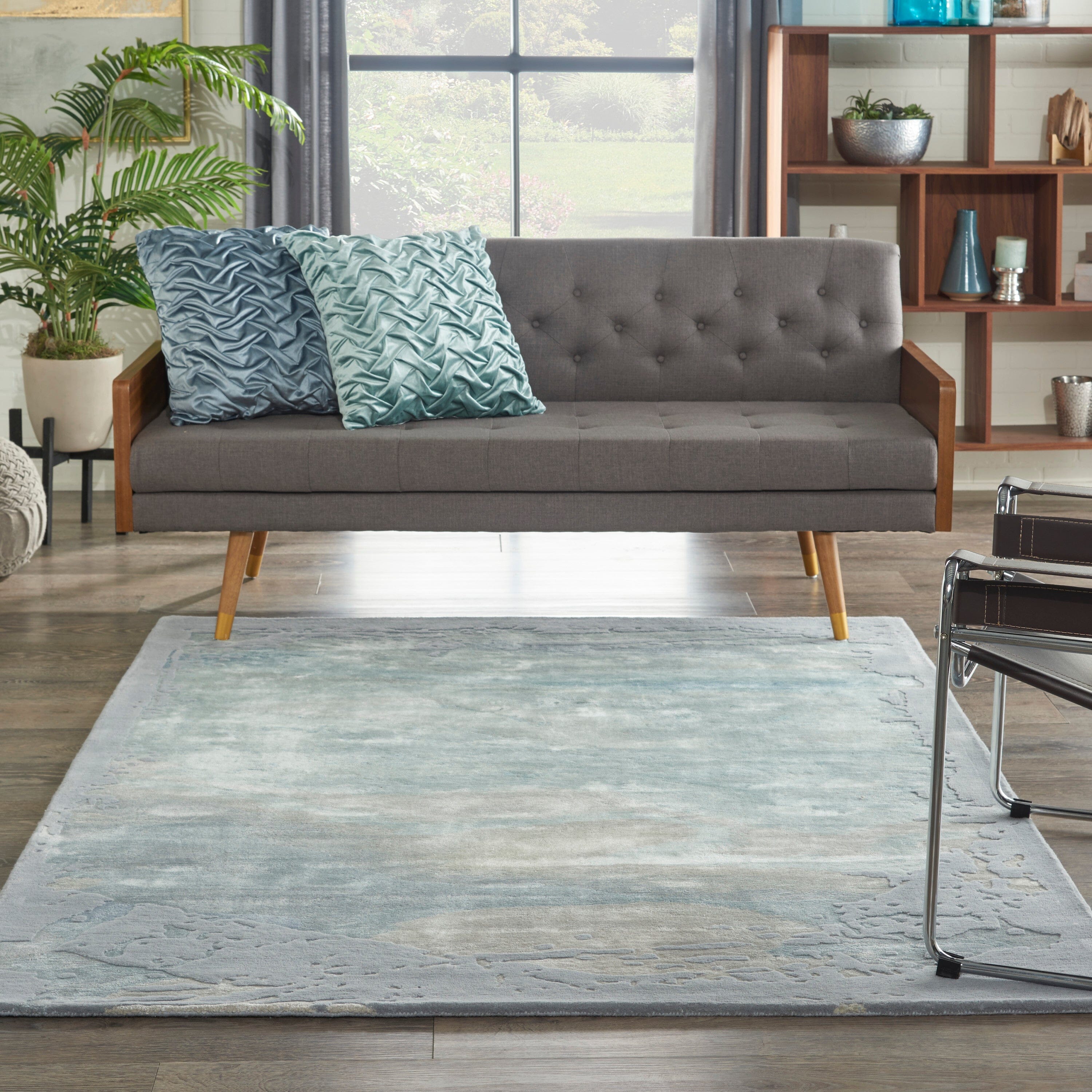 Nourison Prismatic 3'9" x 5'9" Seafoam/Silver Modern Indoor Rug Rug Nourison