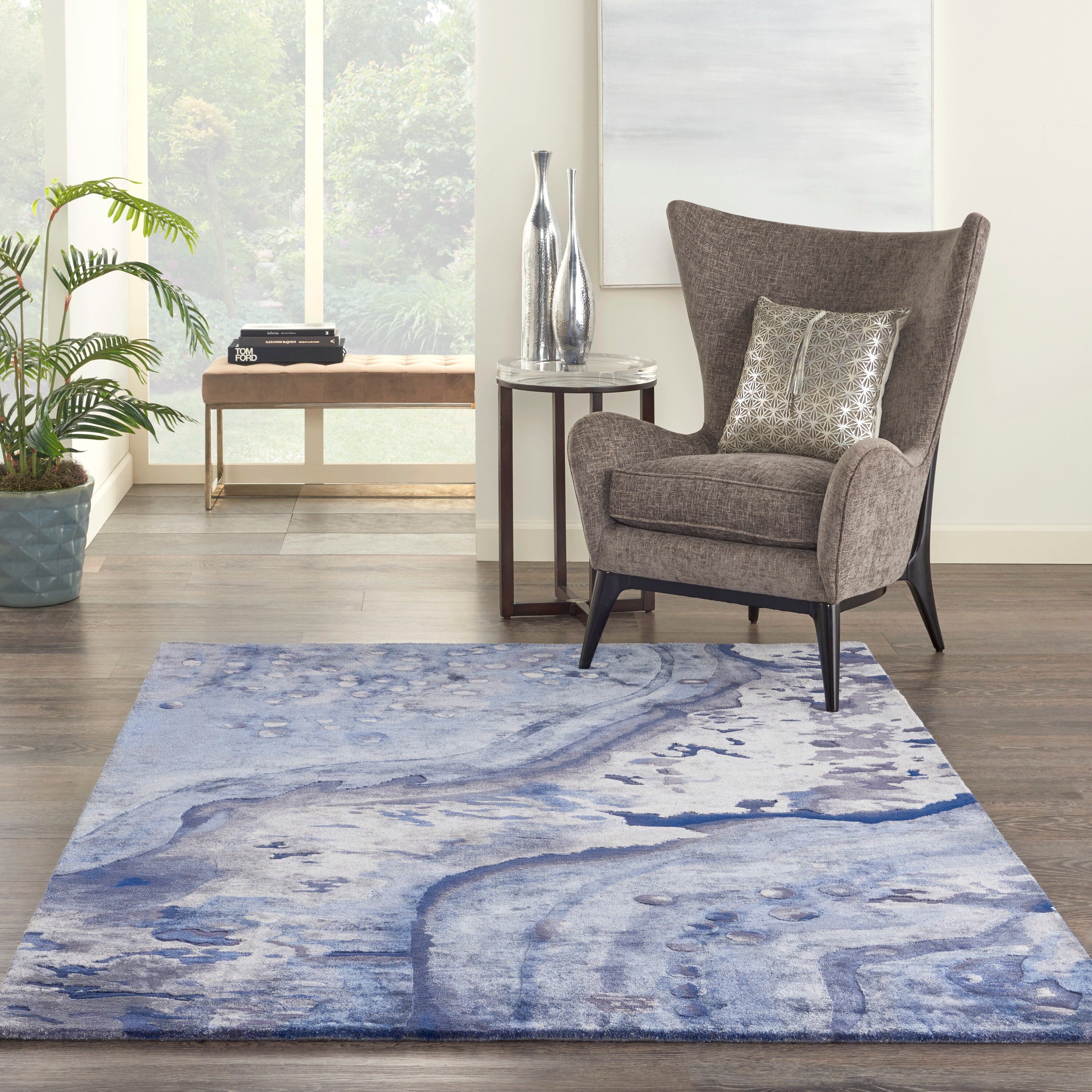 Nourison Prismatic 5'6" x 7'5" Blue Modern Indoor Rug Rug Nourison