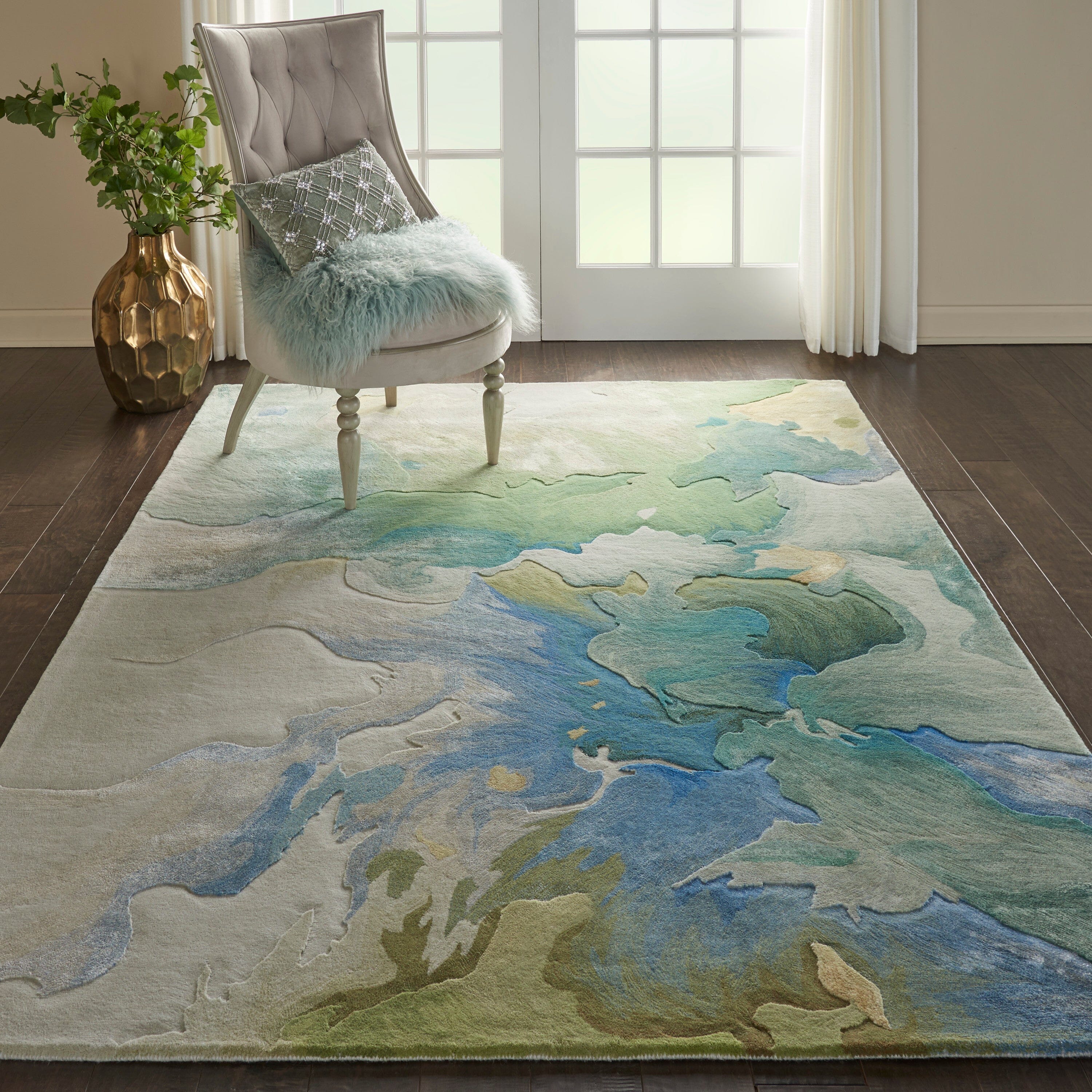 Nourison Prismatic 5'6" x 7'5" Seafoam Modern Indoor Rug Rug Nourison