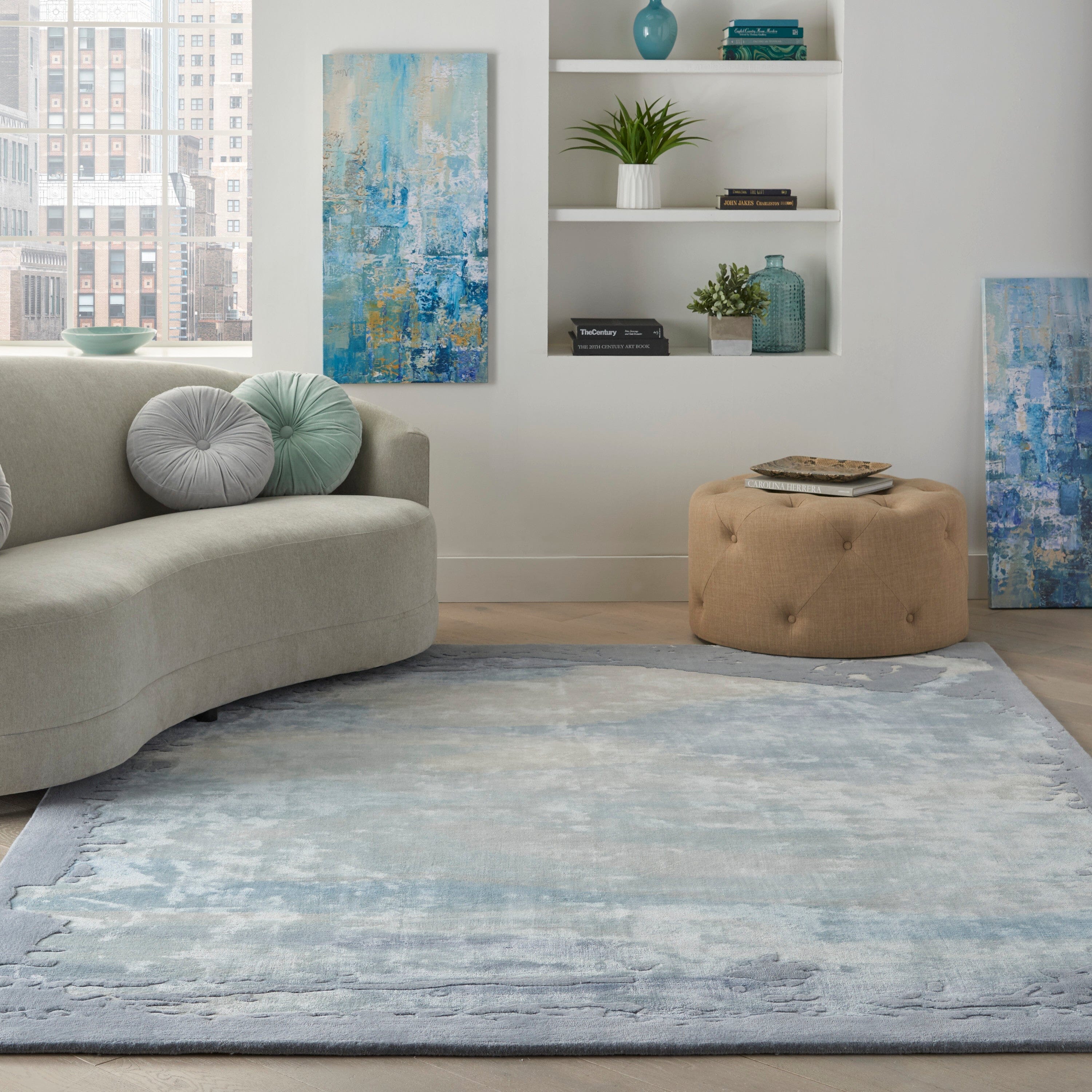 Nourison Prismatic 7'9" x 9'9" Seafoam/Silver Modern Indoor Rug Rug Nourison