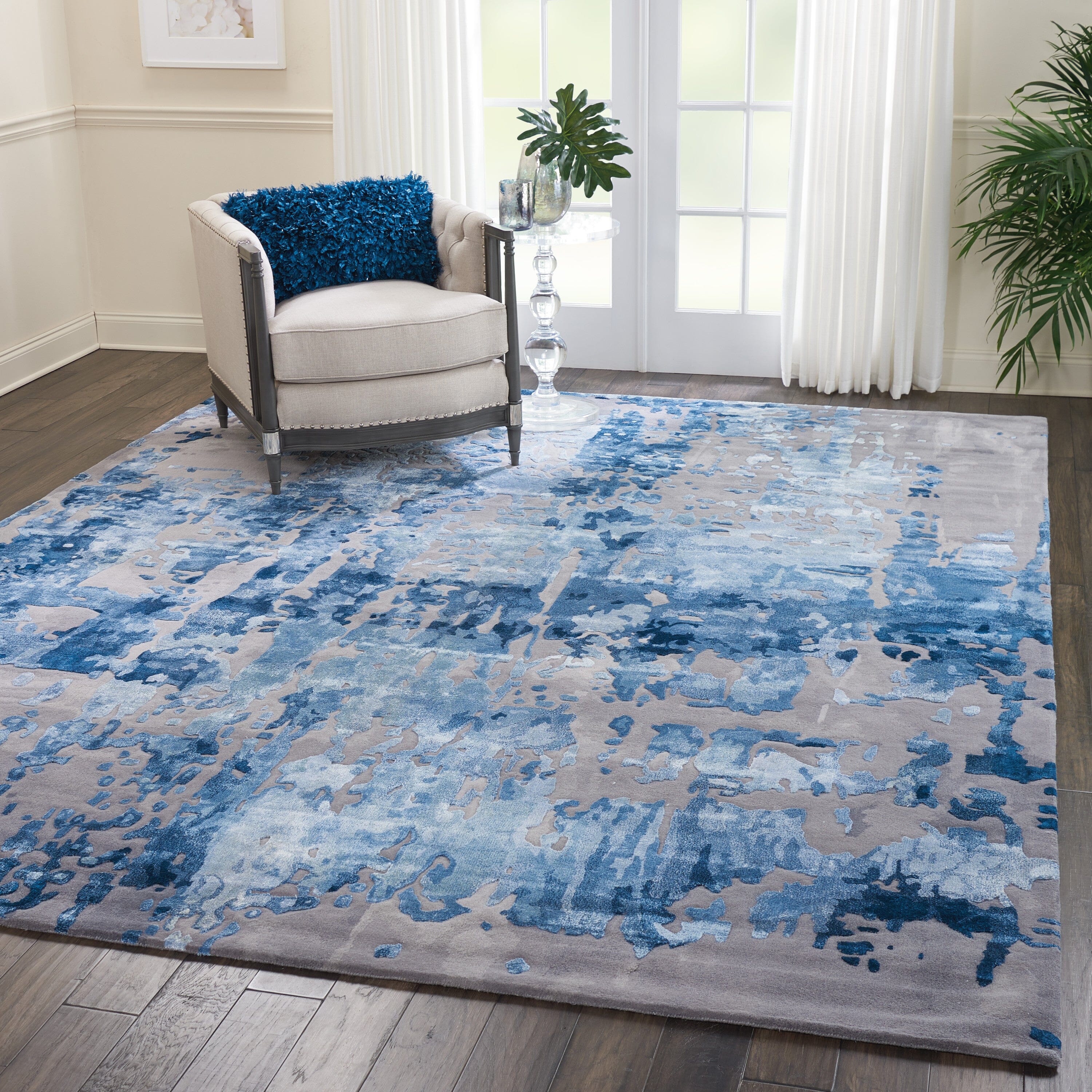 Nourison Prismatic 8'6" x 11'6" Blue/Grey Modern Indoor Rug Rug Nourison