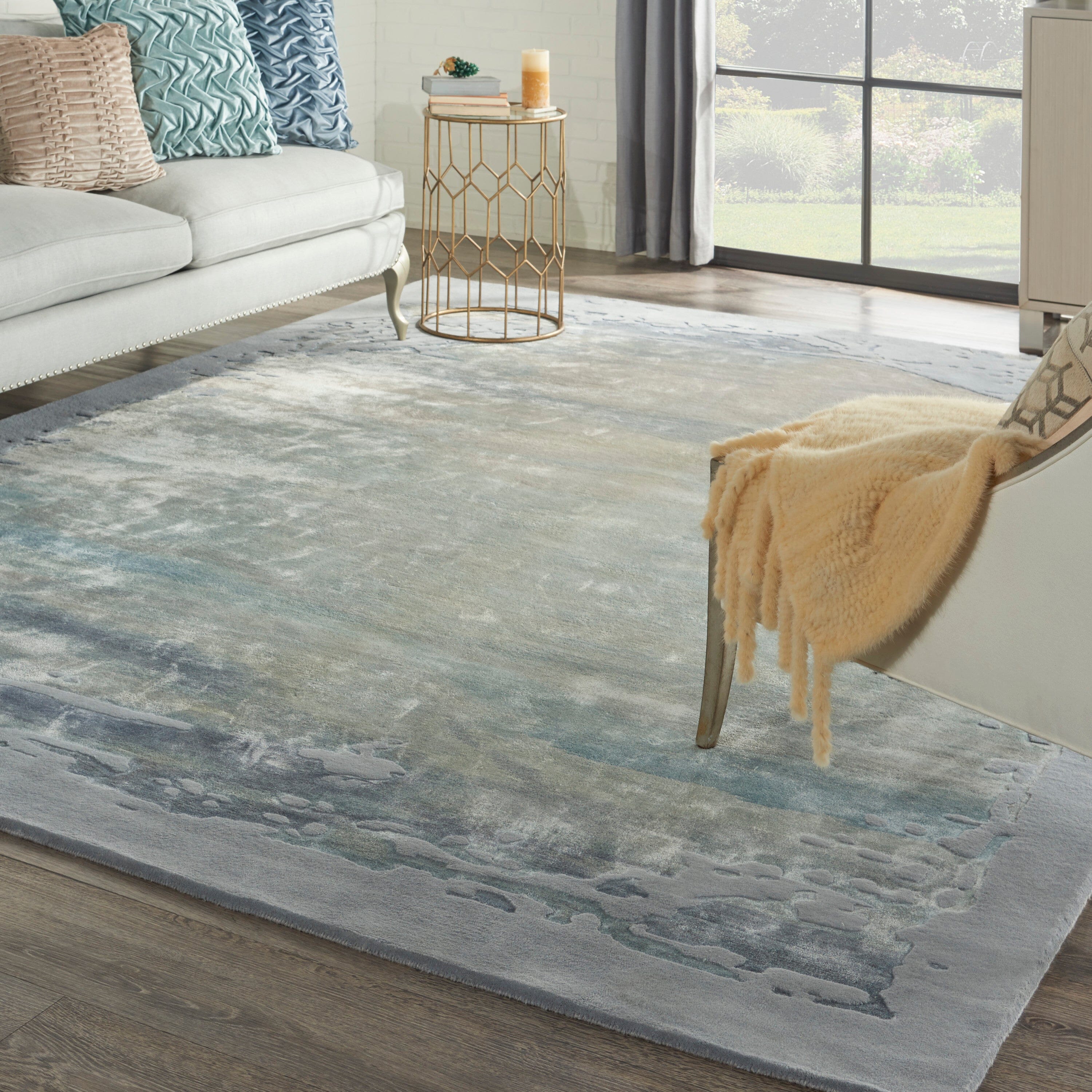 Nourison Prismatic 8'6" x 11'6" Seafoam/Silver Modern Indoor Rug Rug Nourison