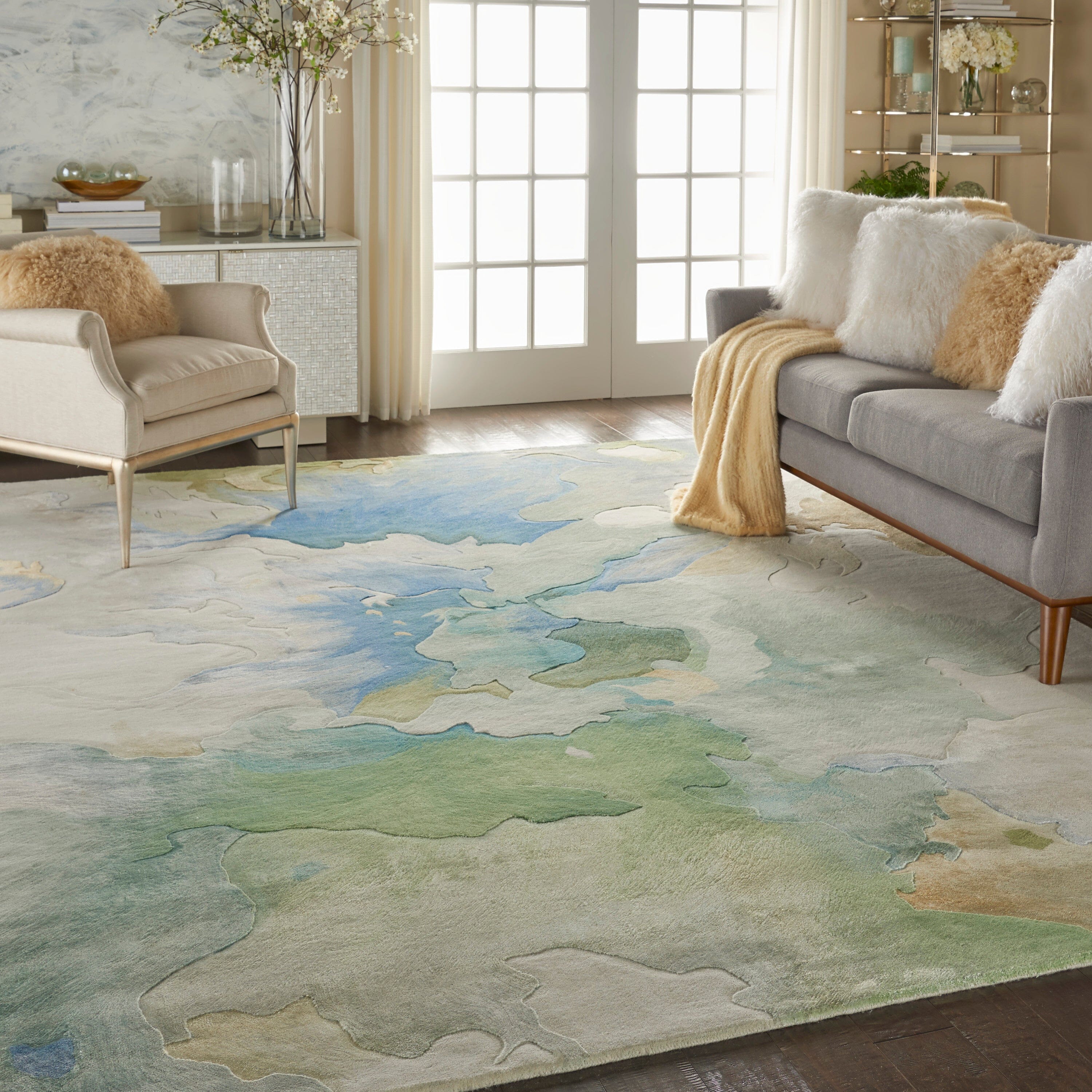 Nourison Prismatic 9'9" x 13'9" Seafoam Modern Indoor Rug Rug Nourison