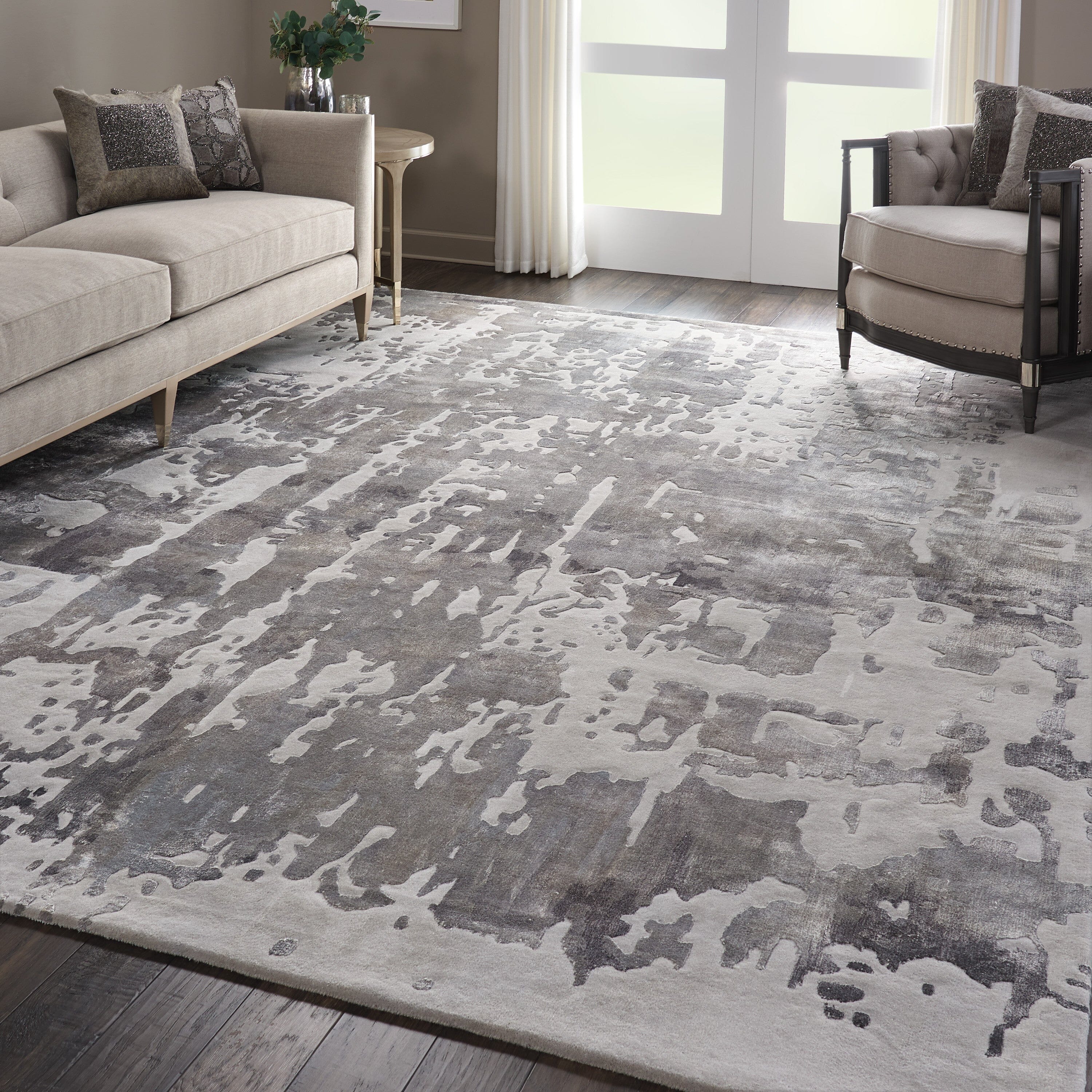 Nourison Prismatic 9'9" x 13'9" Silver Grey Modern Indoor Rug Rug Nourison