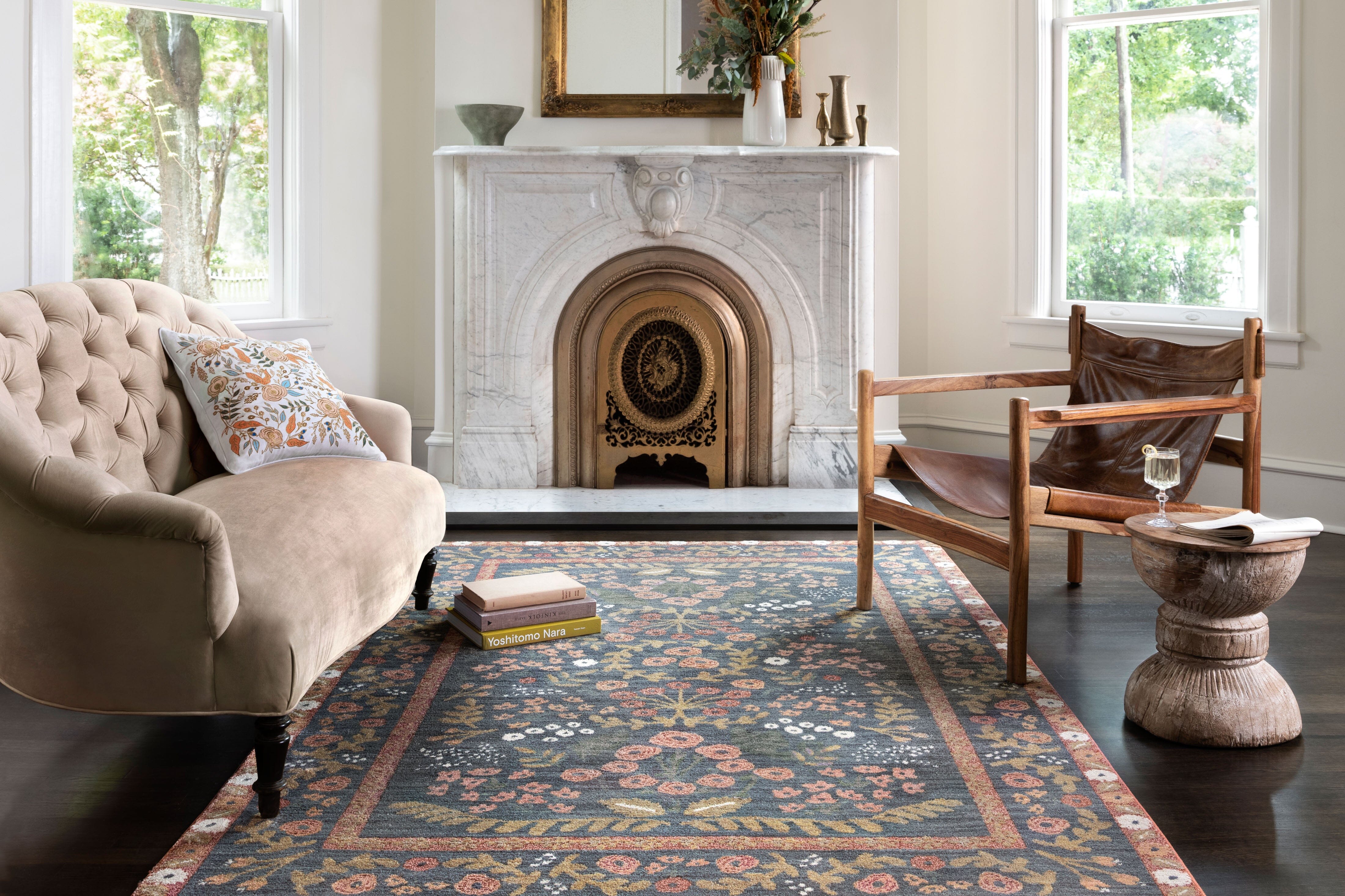 Rifle Paper Co. x Loloi Fiore Rug | Florence Navy / Rust | Huck & Peck