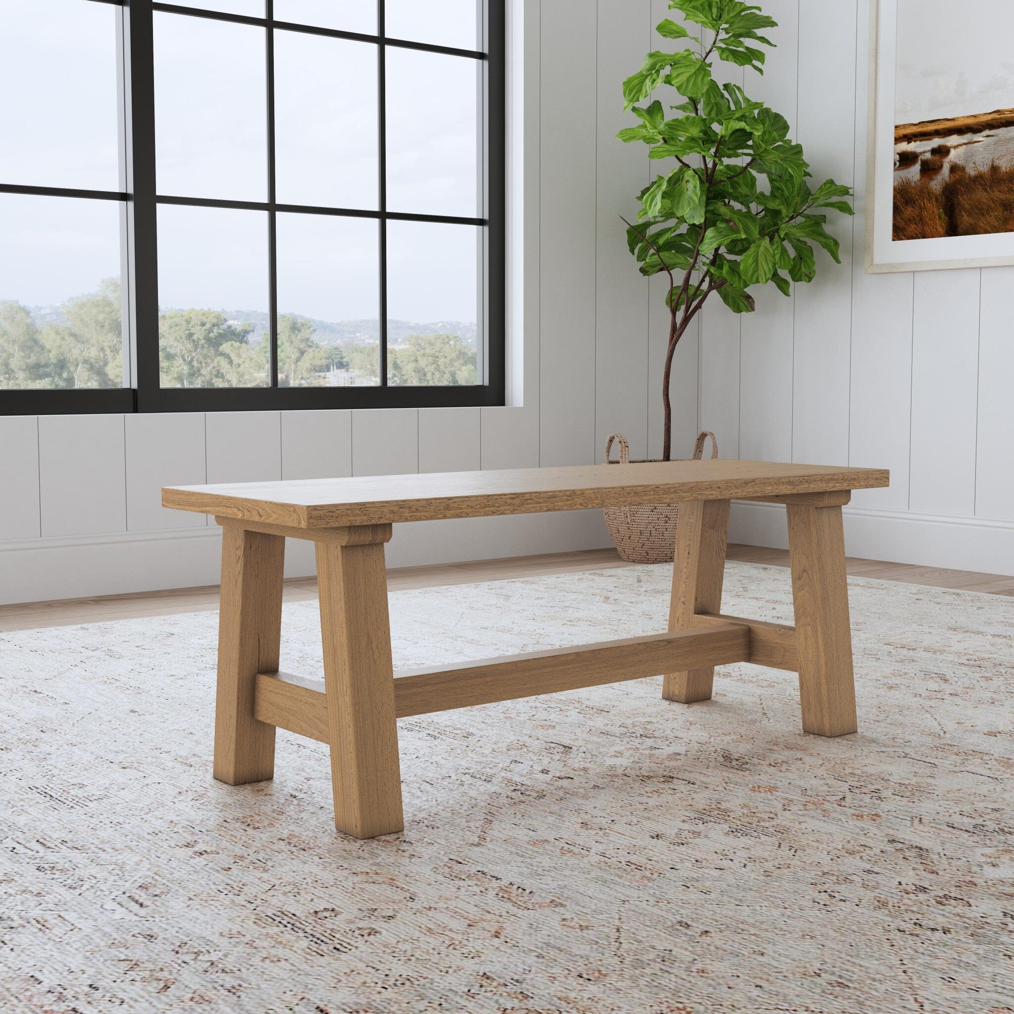 Rustic Farmhouse Dining Bench By Trestle Dining Bench Trestle