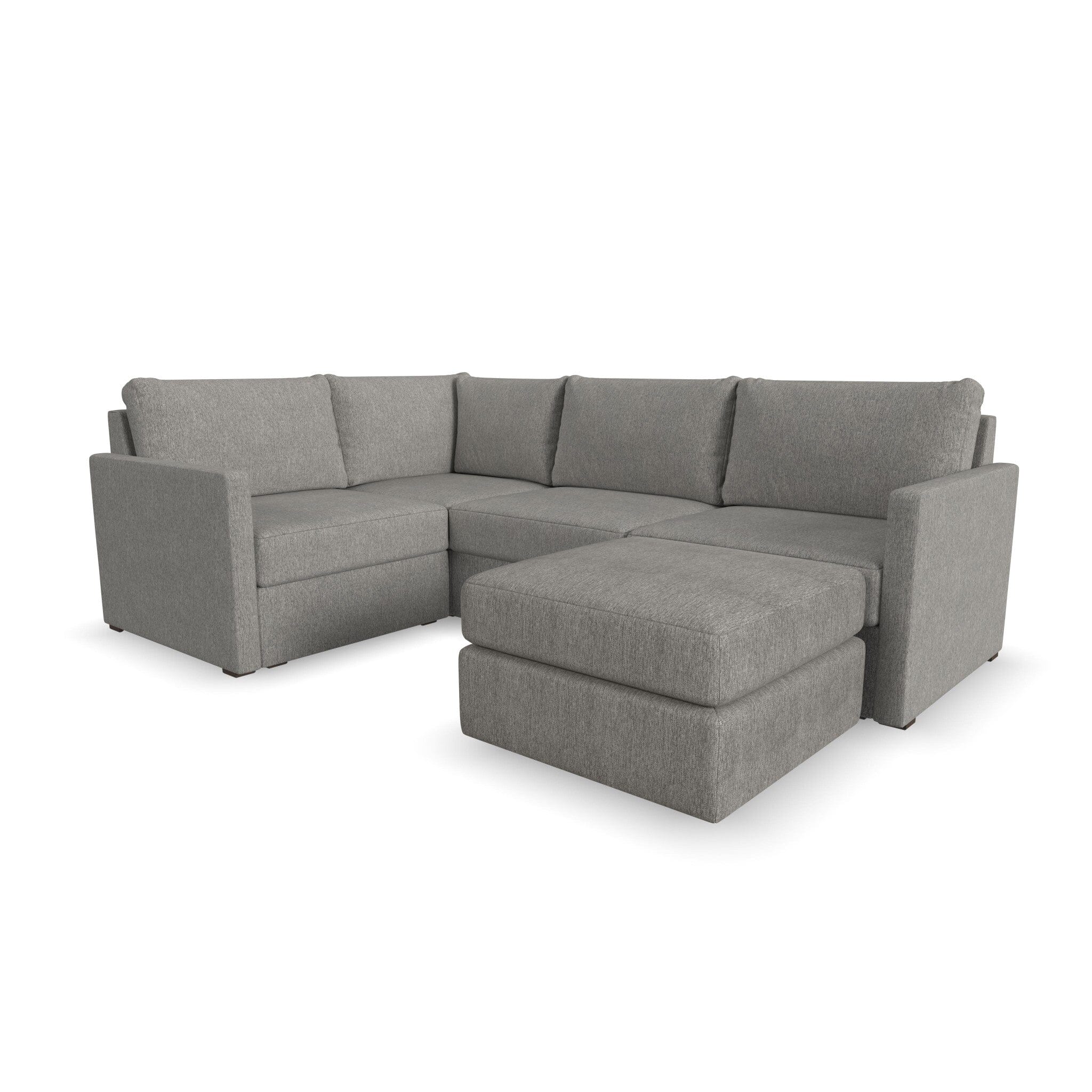 Traditional 4-Seat Sectional with Narrow Arm and Ottoman By Flex Sectional Flex