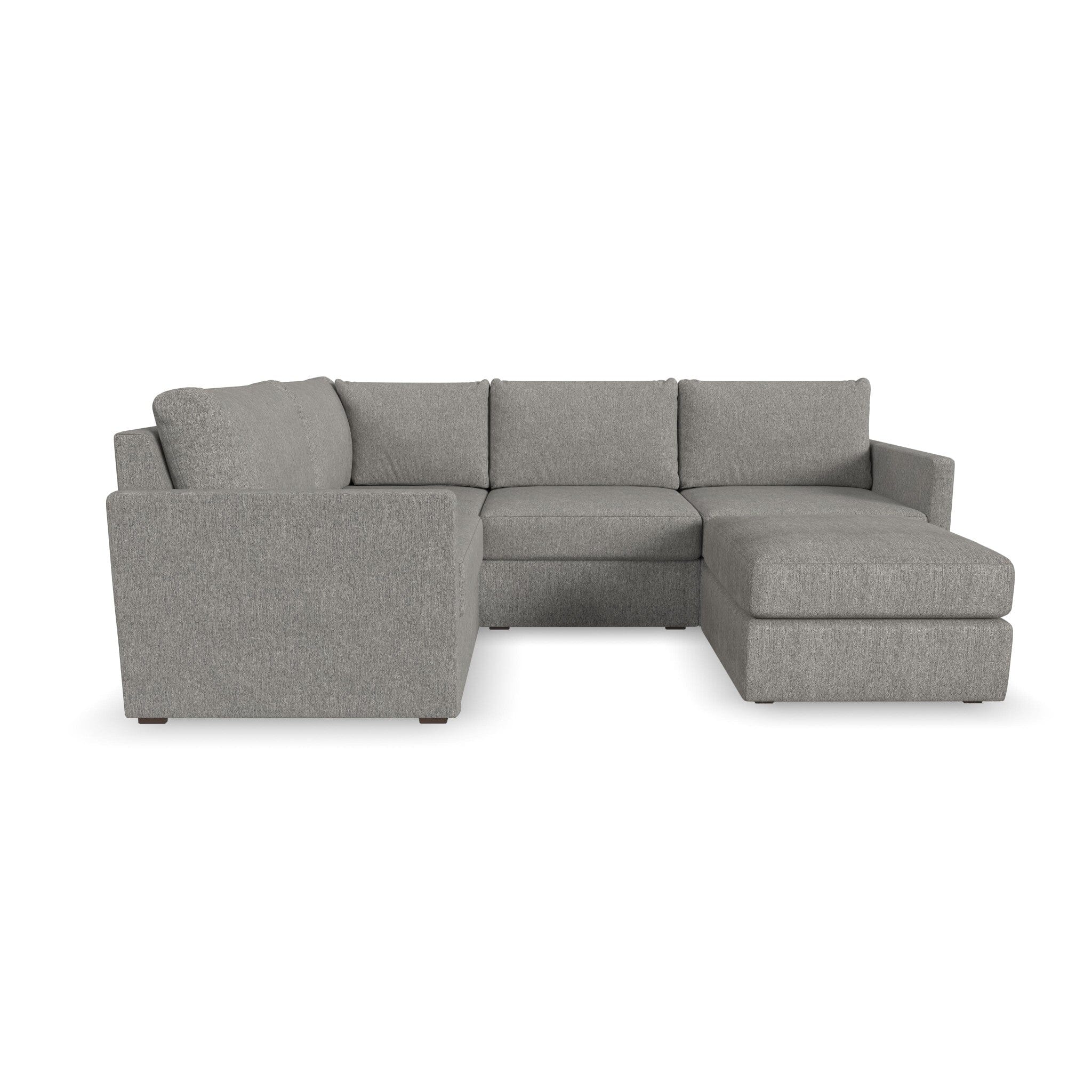 Traditional 4-Seat Sectional with Narrow Arm and Ottoman By Flex Sectional Flex
