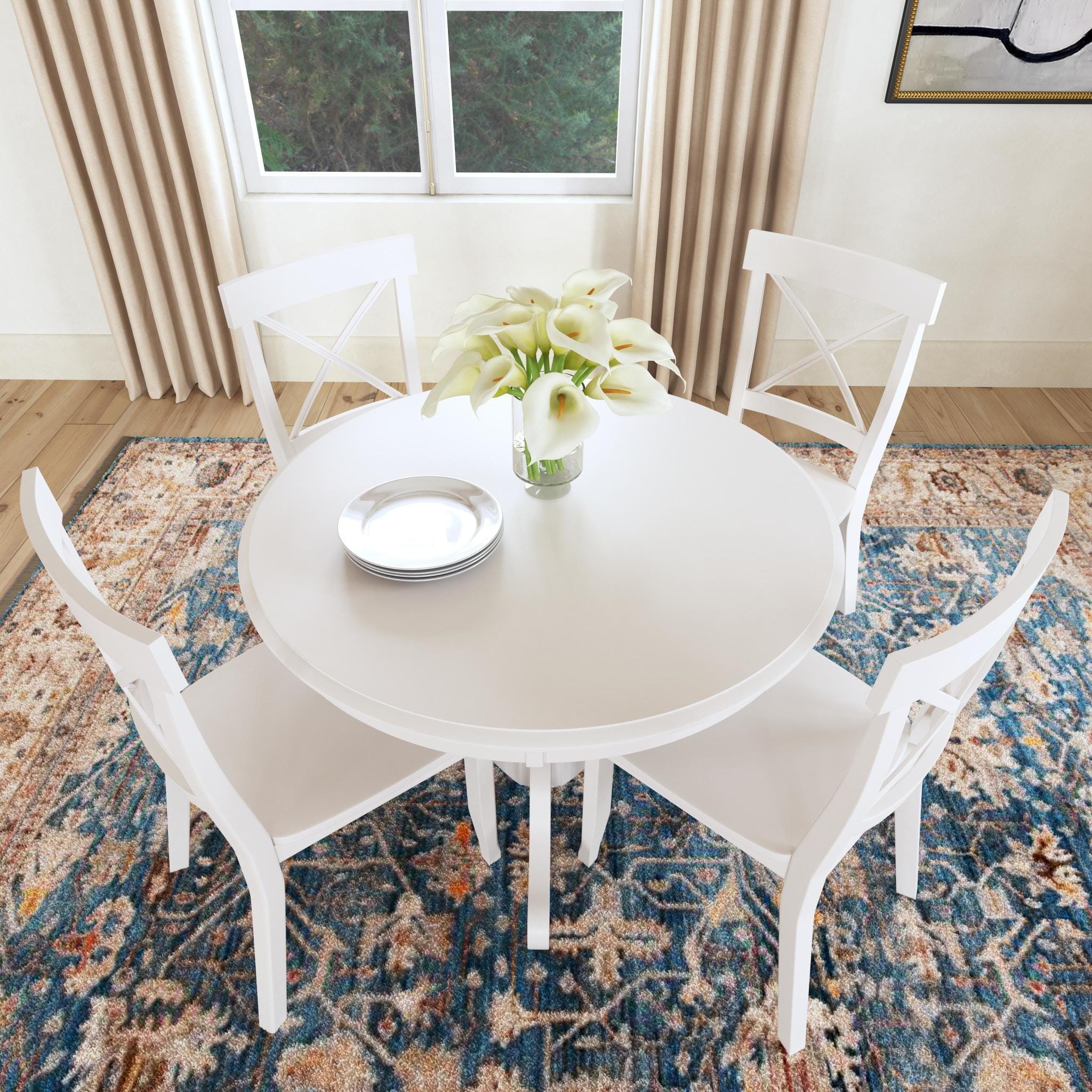 Dining set discount white and wood