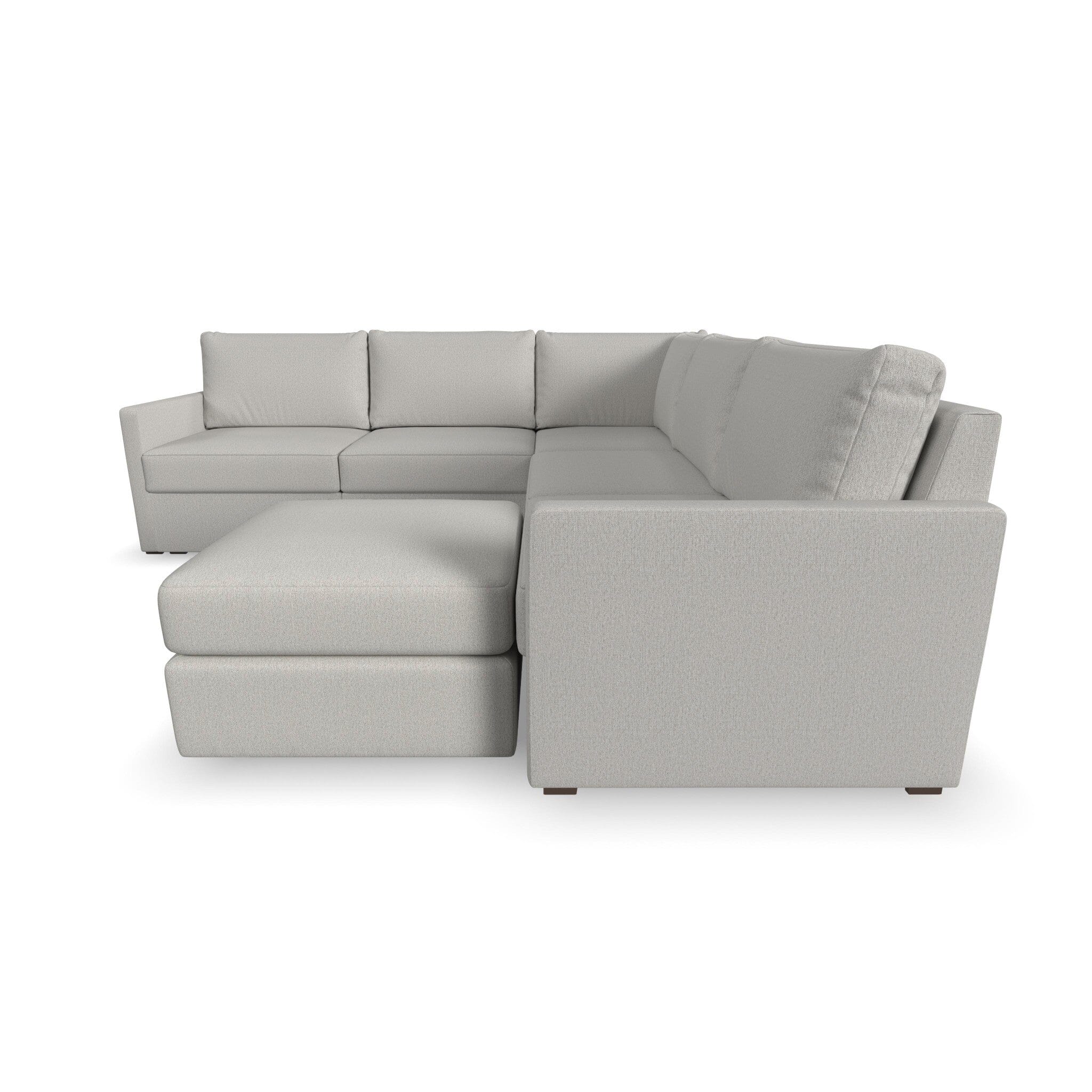 Traditional 5-Seat Sectional with Narrow Arm and Ottoman By Flex Sectional Flex