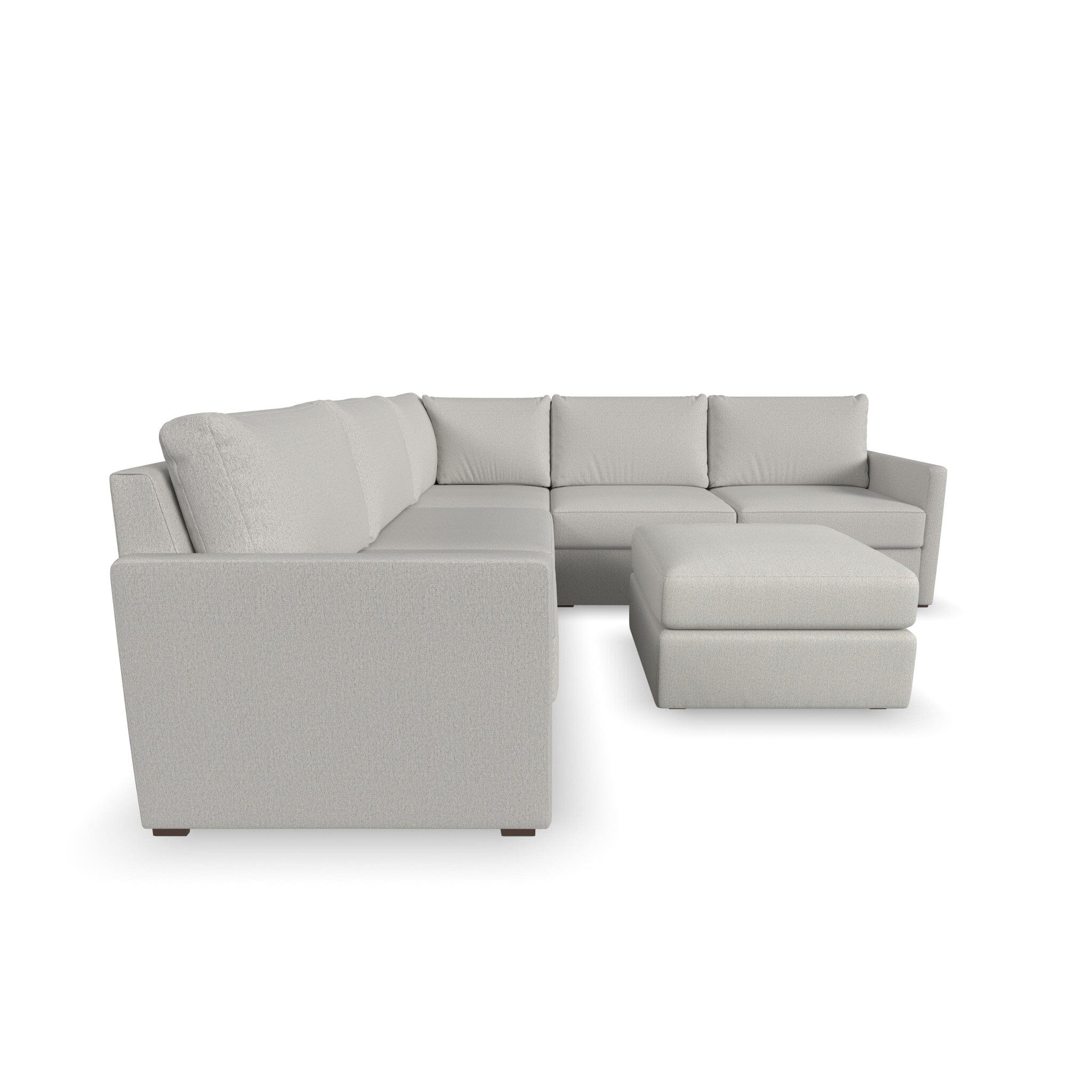 Traditional 5-Seat Sectional with Narrow Arm and Ottoman By Flex Sectional Flex